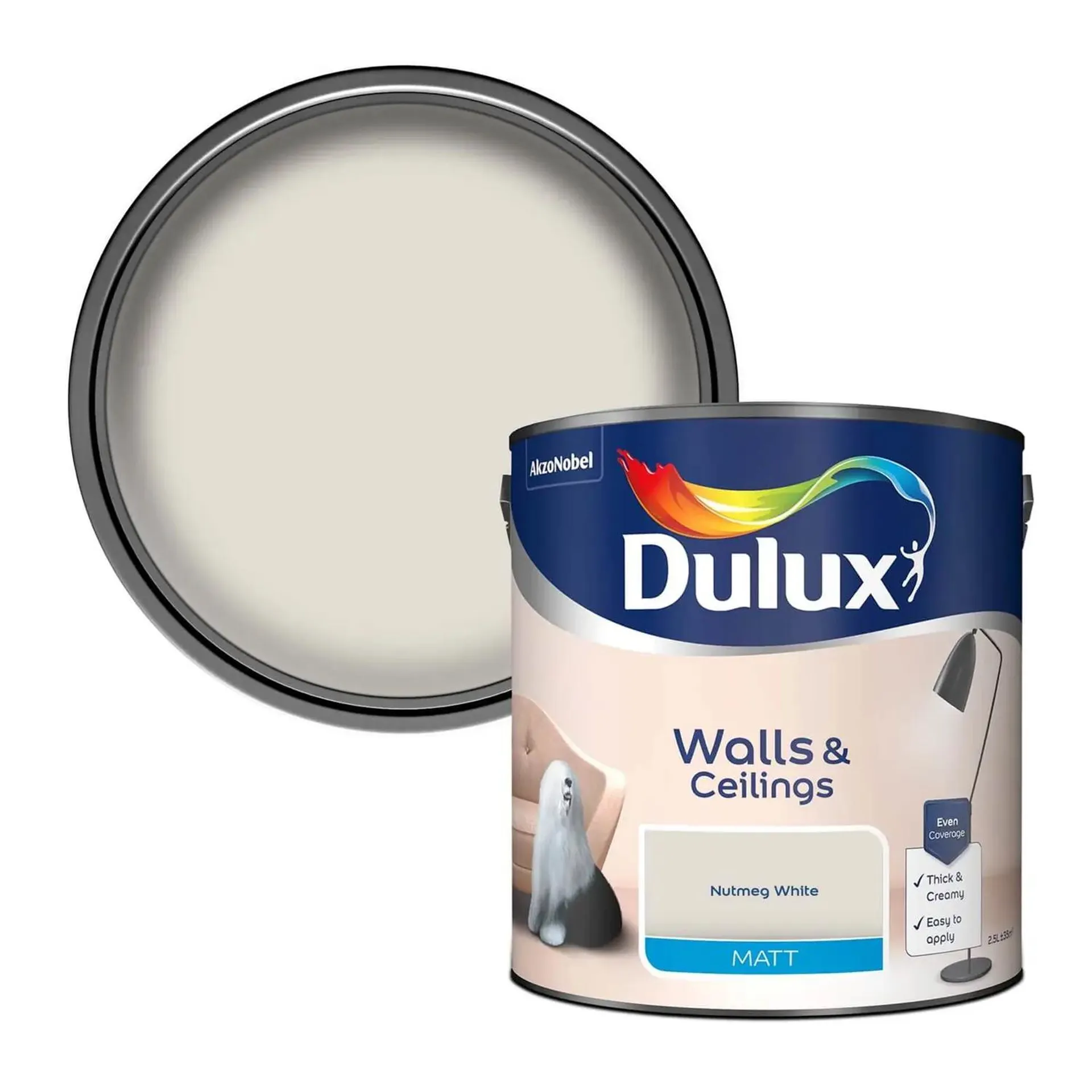 Dulux Natural Hints Nutmeg White - Matt Emulsion Paint - 2.5L