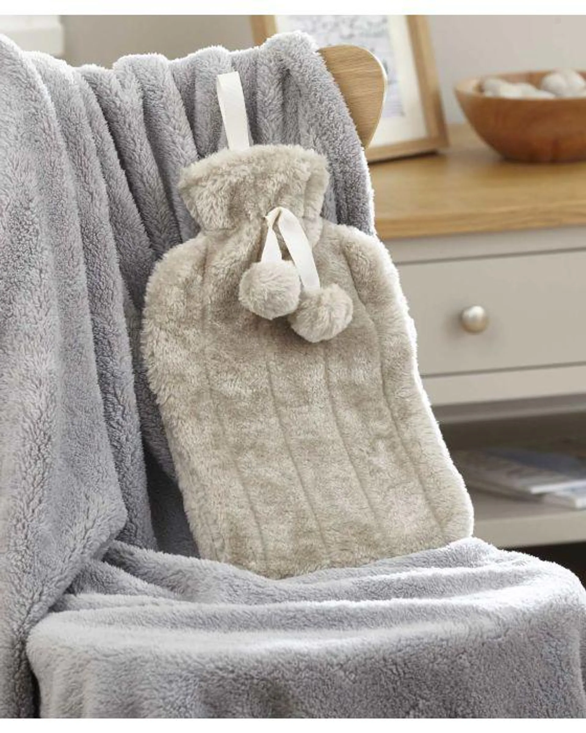 Soft Faux-Fur Hot Water Bottle and Cover