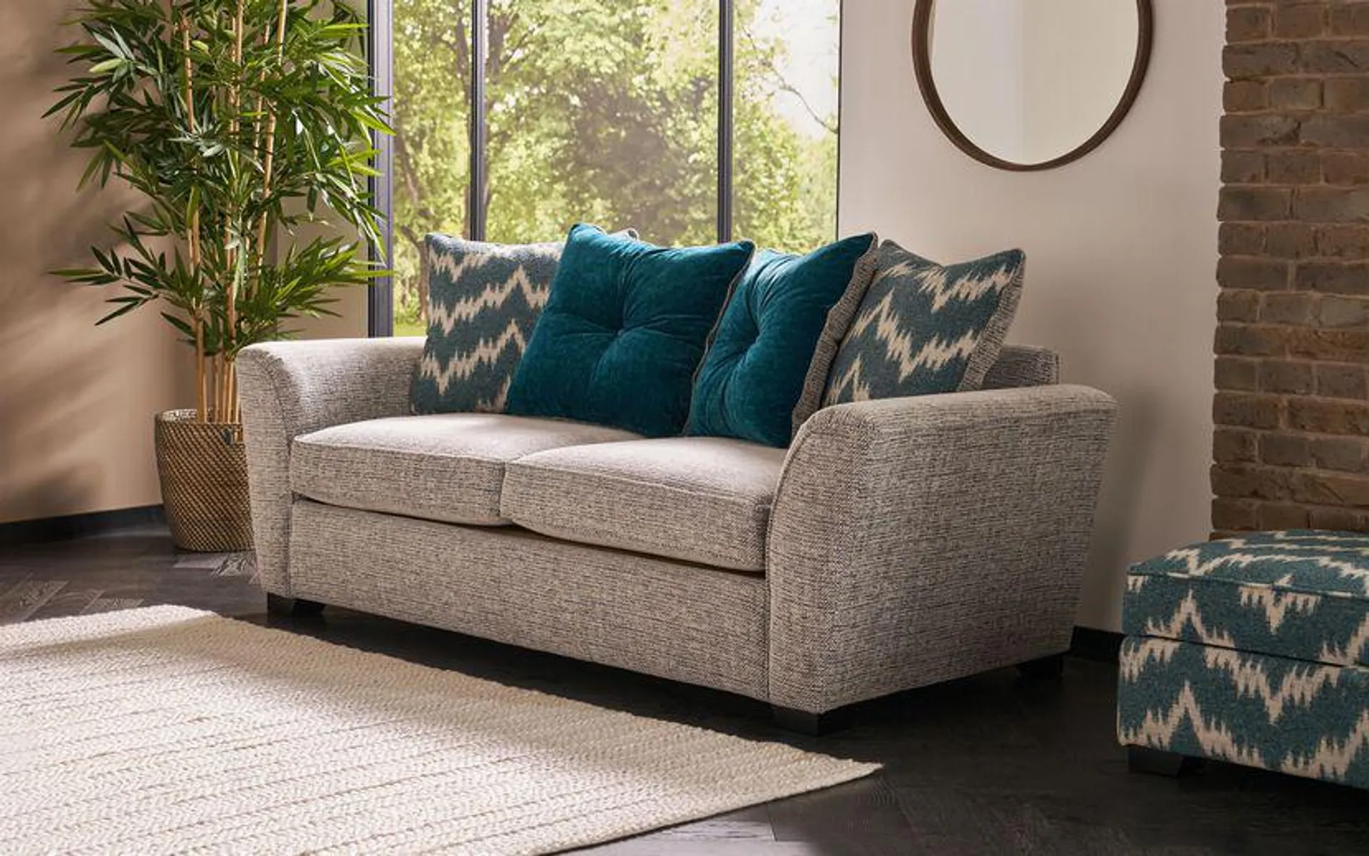 Rockcliffe Fabric 3 Seater Sofa Scatter Back