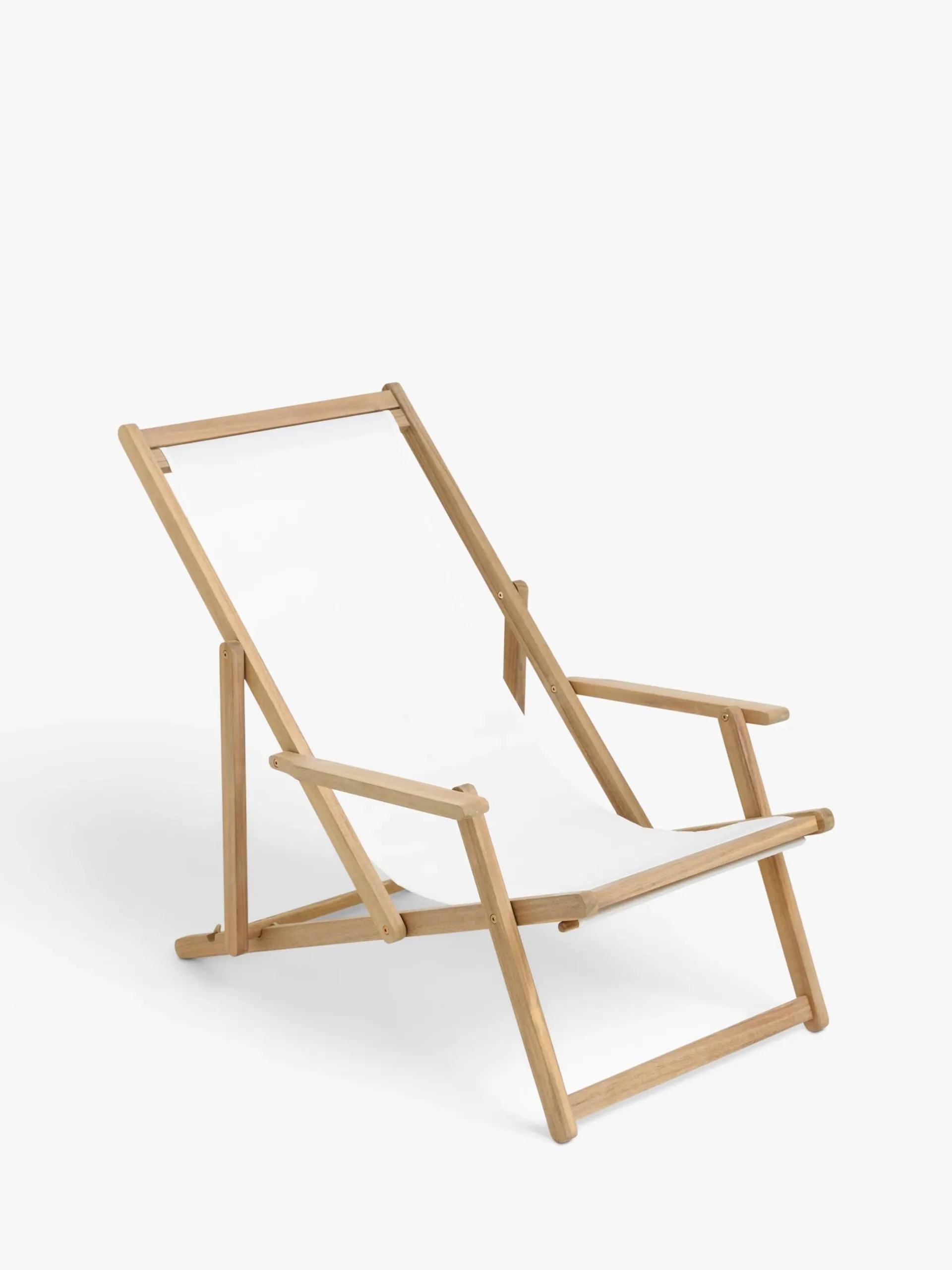 Acacia Wood Deck Chair Frame & Sling, Natural/White