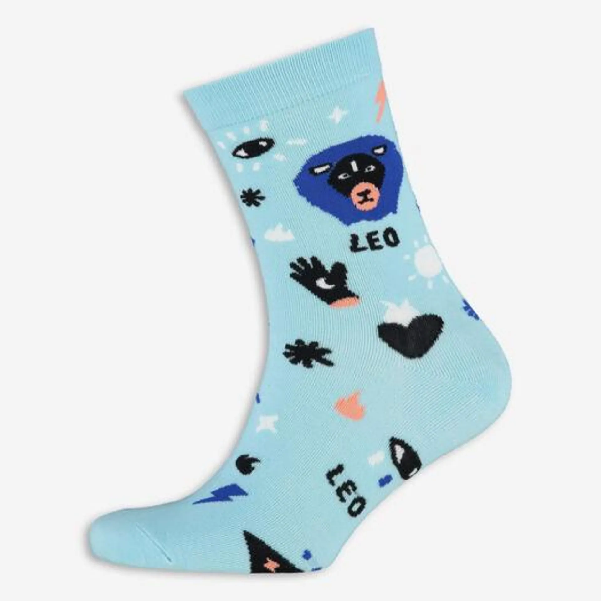 Light Blue Zodiac Leo Crew Socks