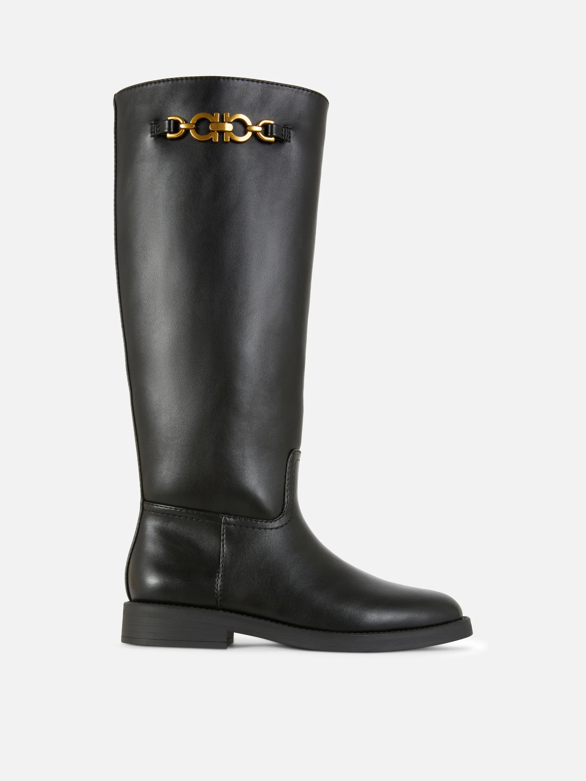 Wide Fit Chain Detail Riding Boots