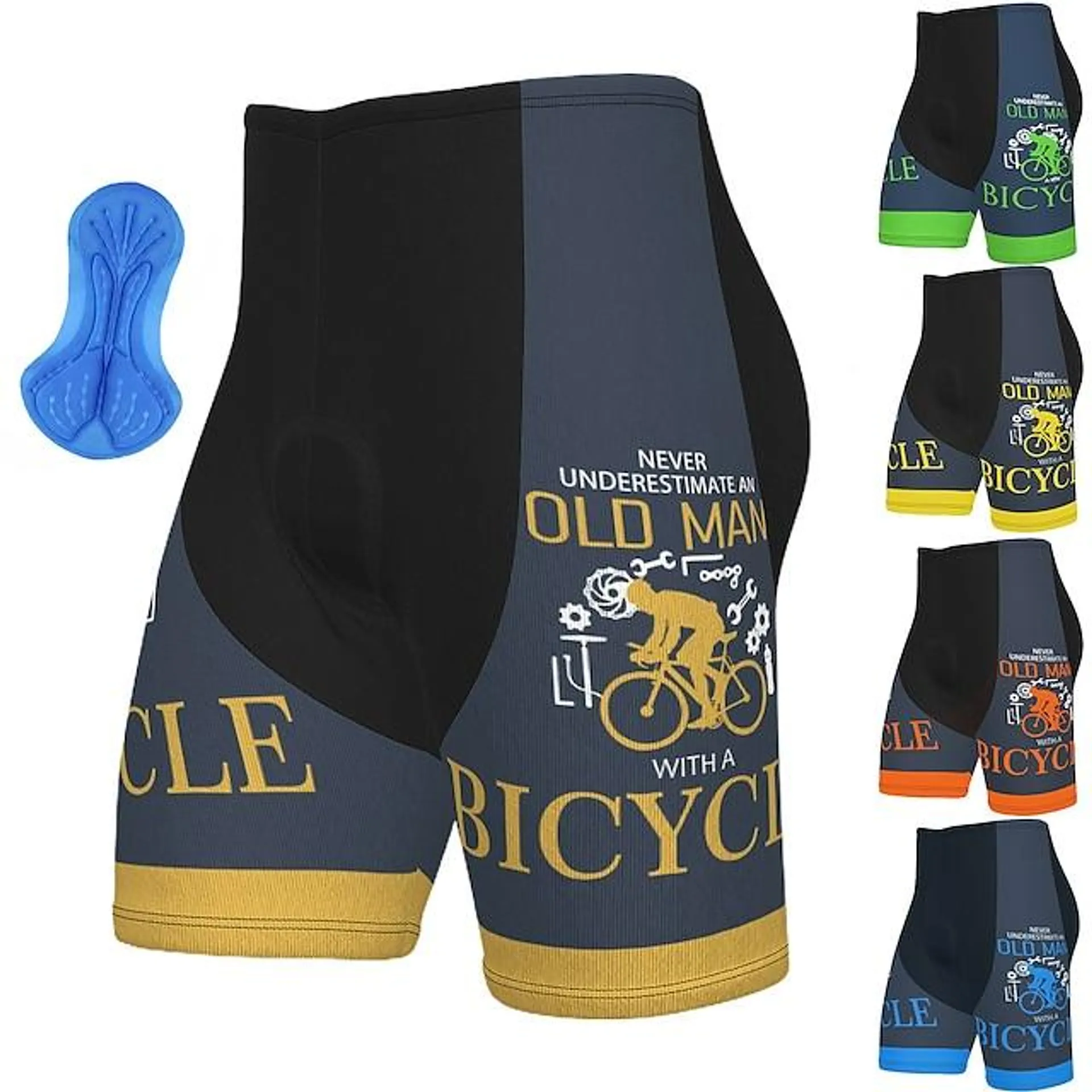 Men's Cycling Road Shorts Bike Shorts Cycling Padded Shorts Bike Shorts Padded Shorts / Chamois Mountain Bike MTB Road Bike Cycling Sports Graphic 3D Pad Cycling Breathable Quick Dry Light Blue Yellow