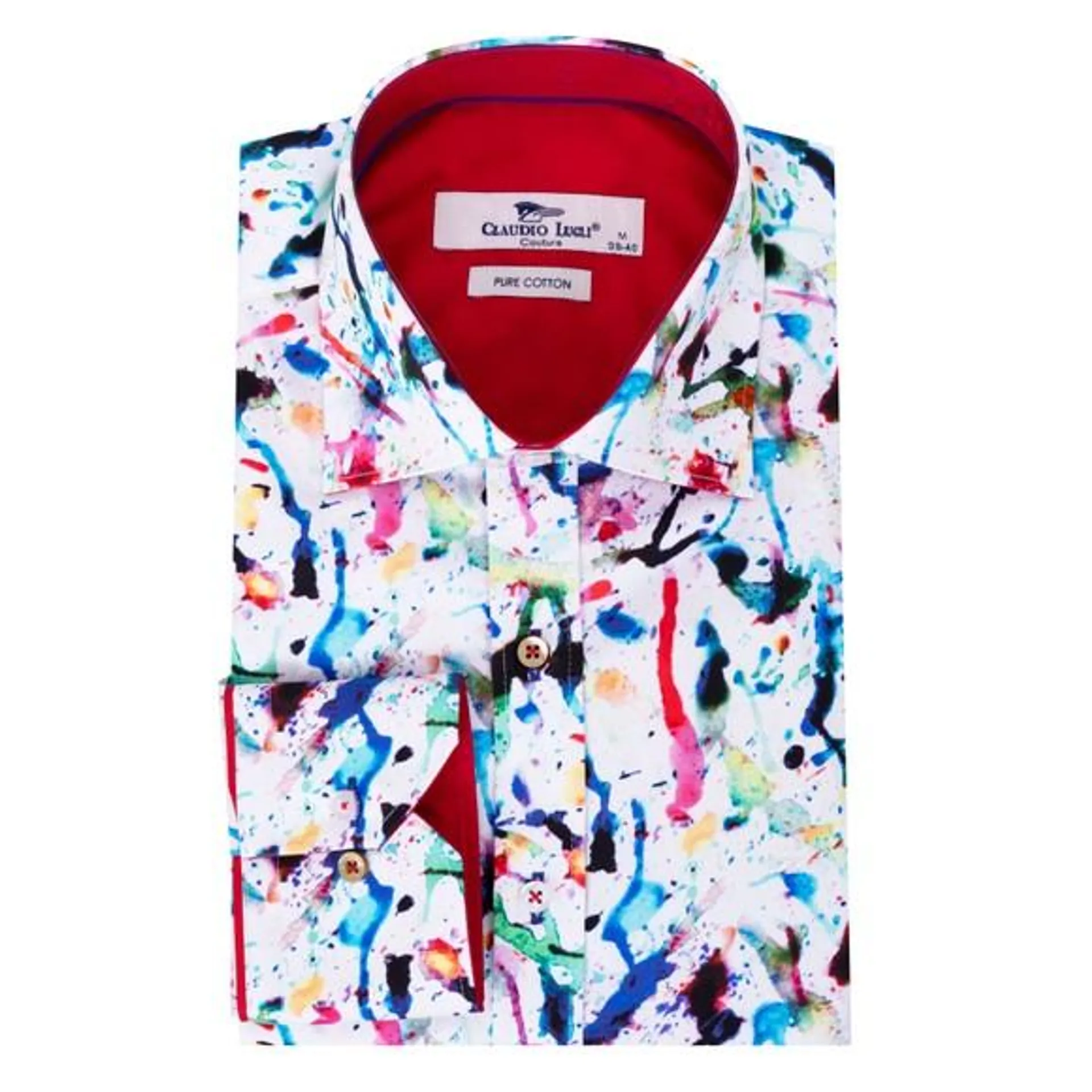 Mens White Paint Splatter Shirt