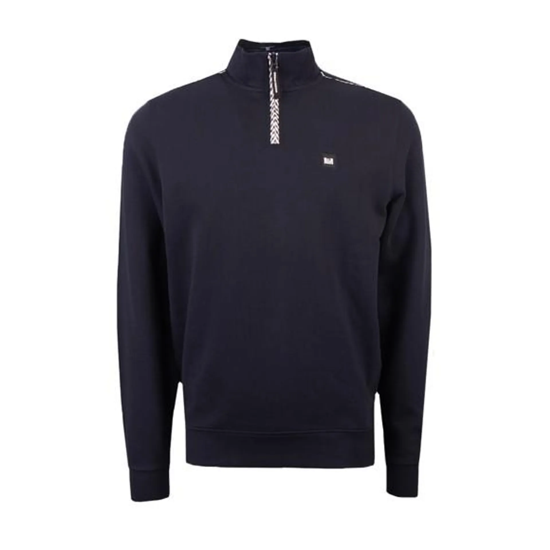 Mens Blue Matisa 1/4 Zip Sweat With Check Details