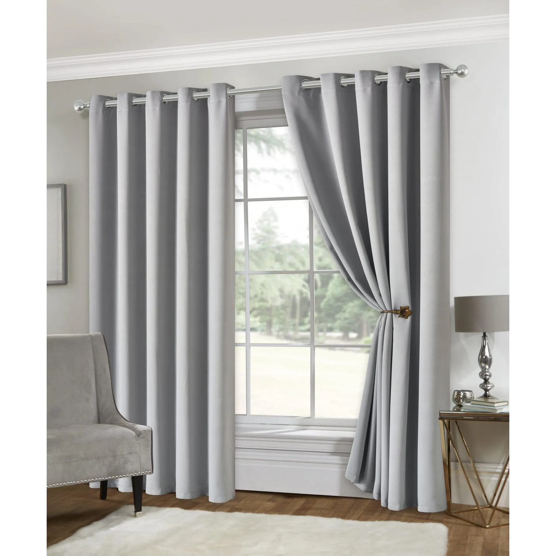 Eclipse Eyelet Curtains - Silver