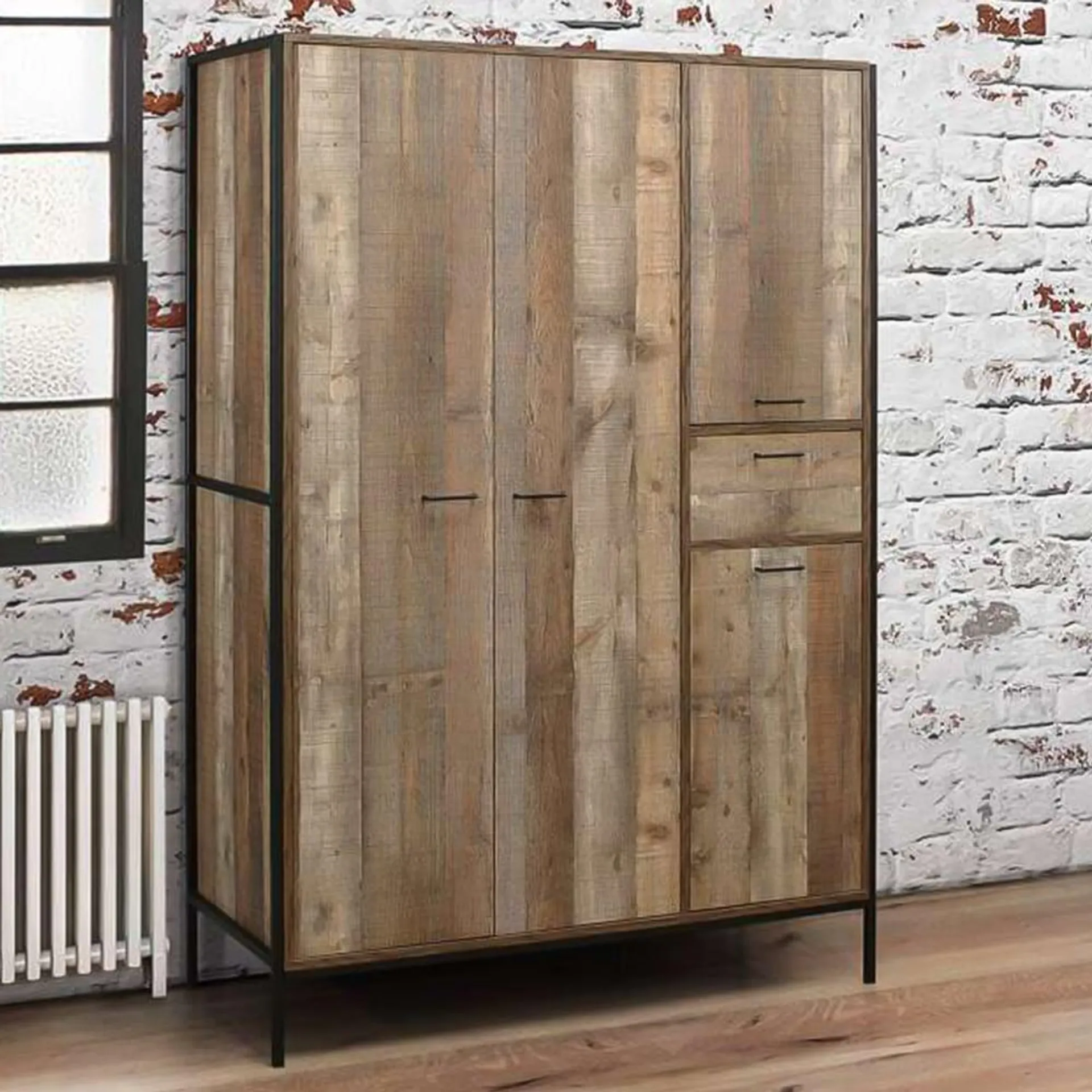 Urban 4 Door Single Drawer Brown Wardrobe