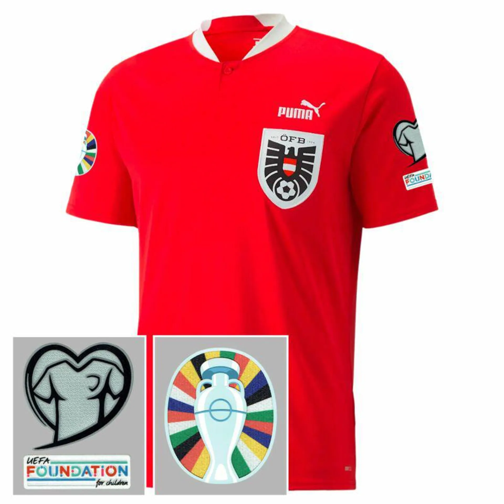 Puma Austria Home Shirt 2022-2023 incl. Euro 2024 Qualifying Patch Set