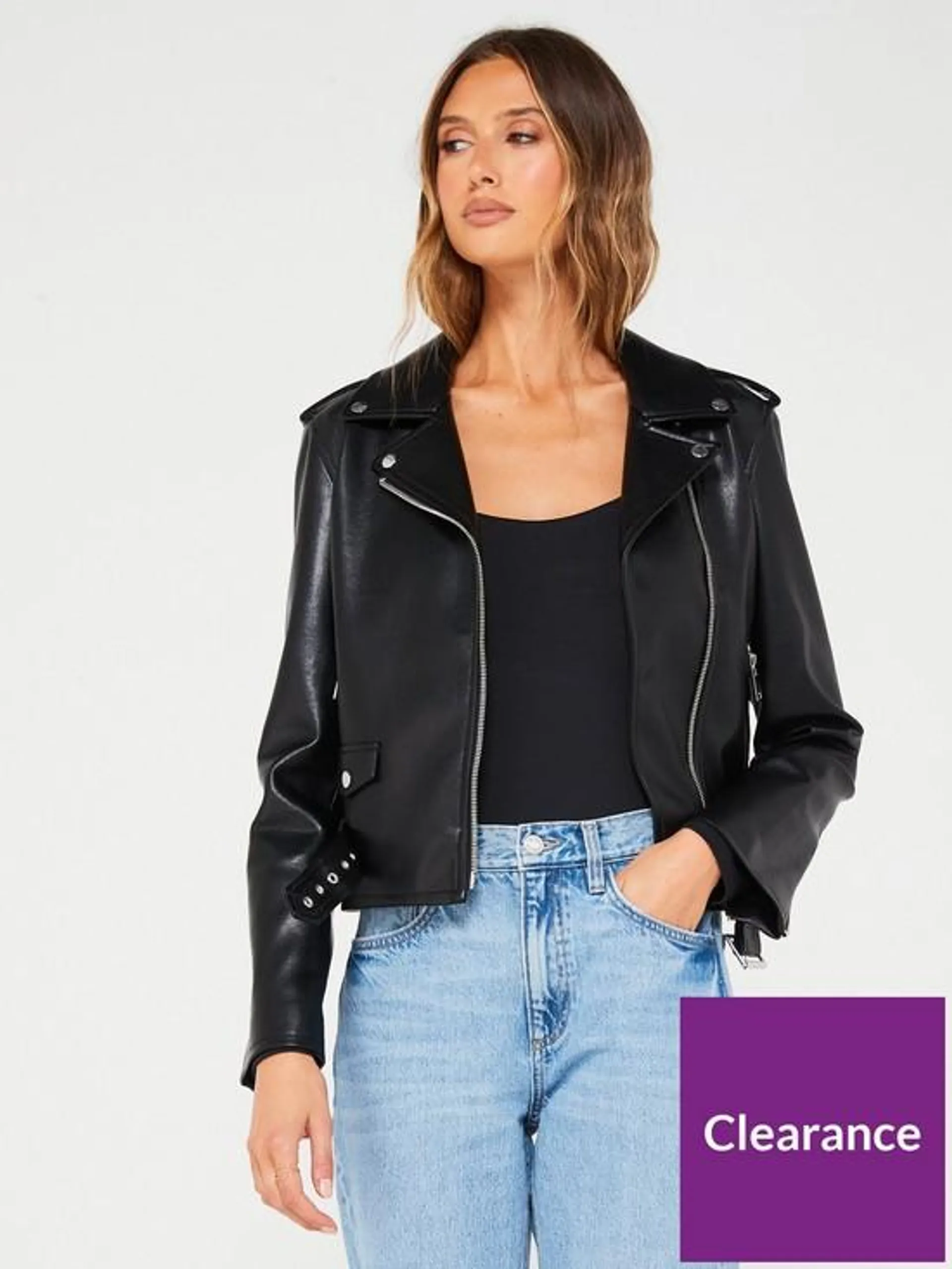 Faux-Leather Biker Jacket