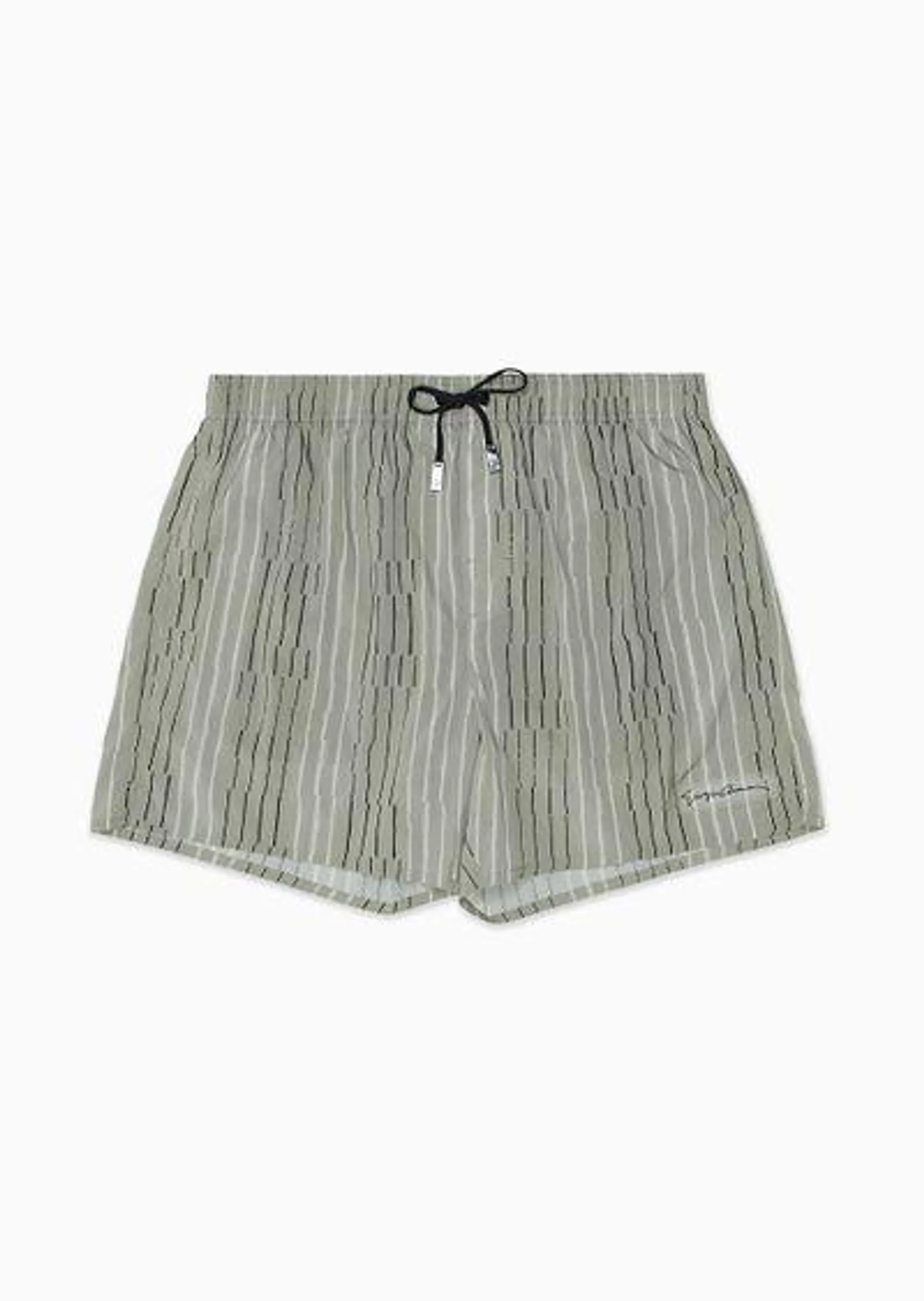 Irregular striped print swim trunks