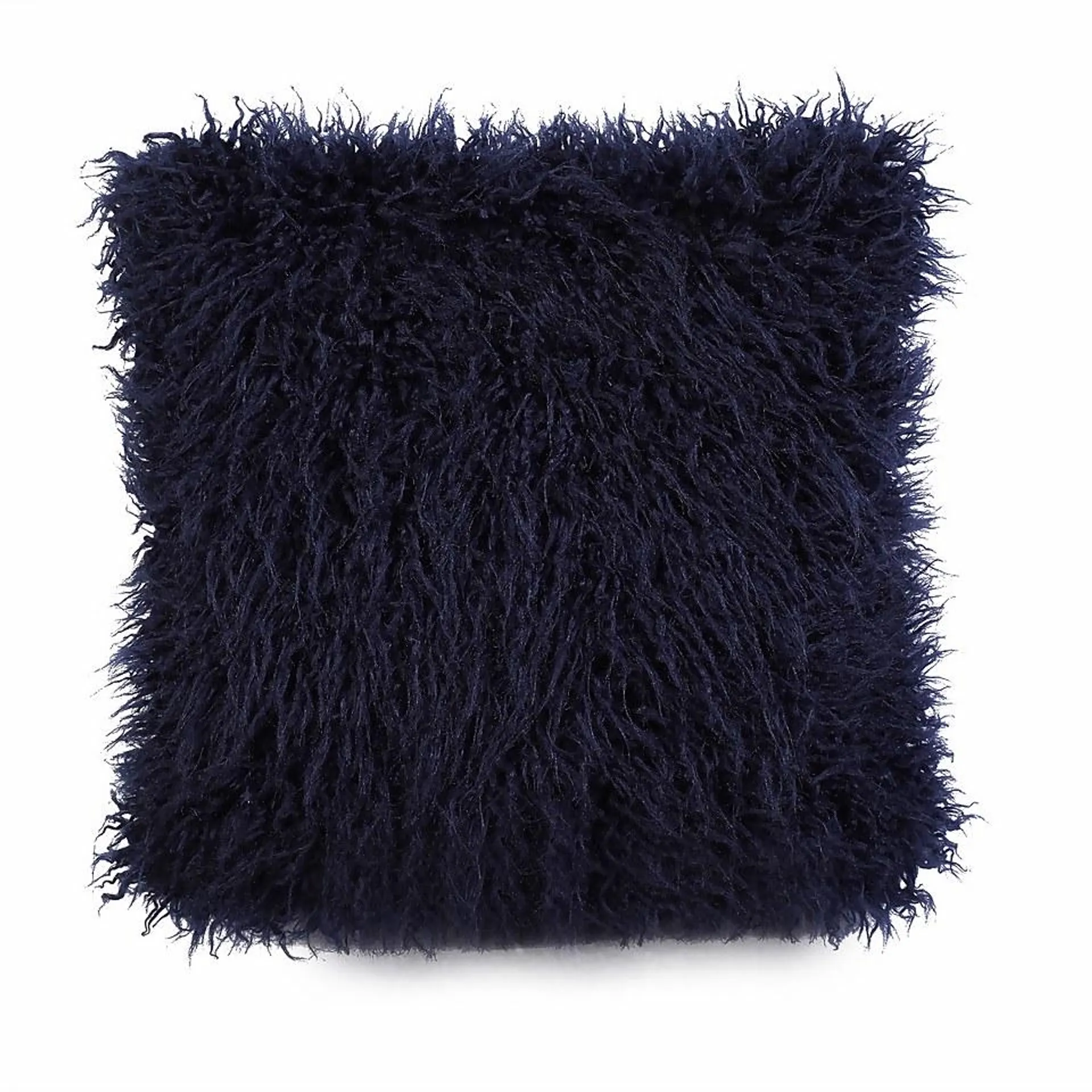 Navy Faux Mongolian Fur Cushion