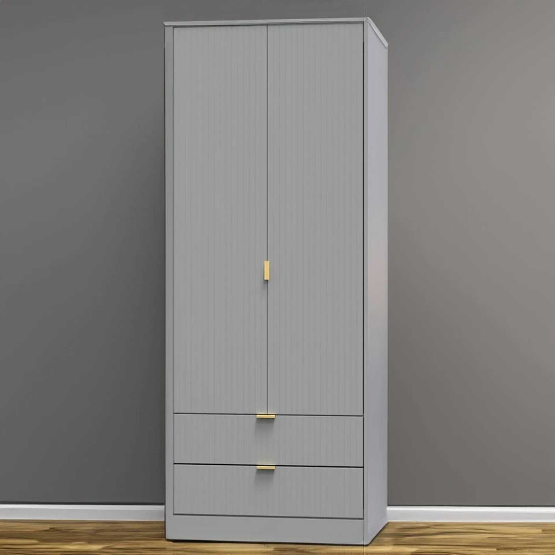 Crowndale 2 Door 2 Drawer Dusk Grey Wardrobe Ready Assembled