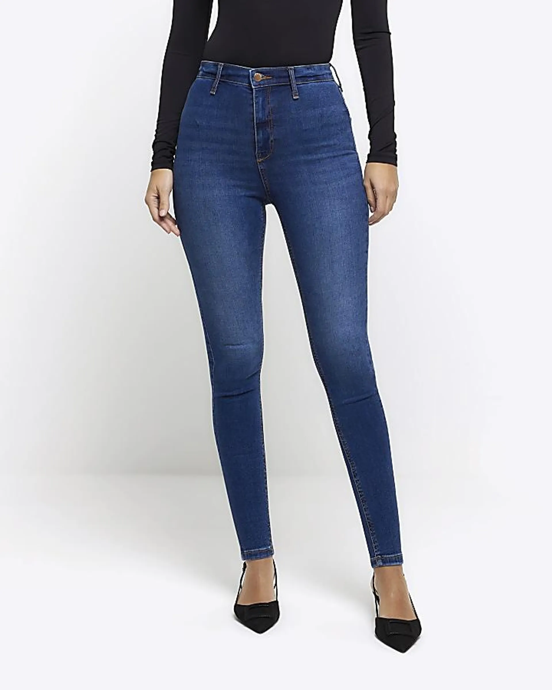 Blue high waisted skinny jeans