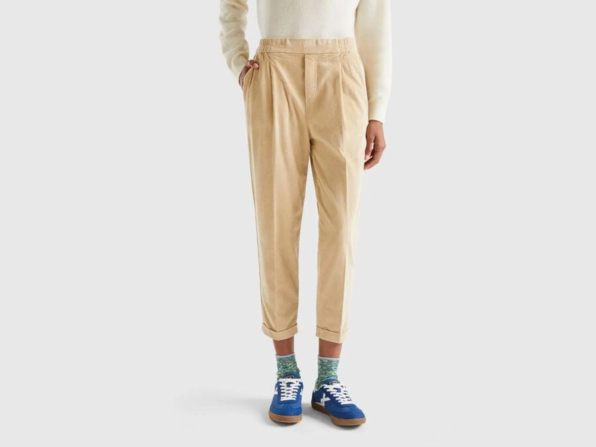 Chinos in velvet with stretch waist