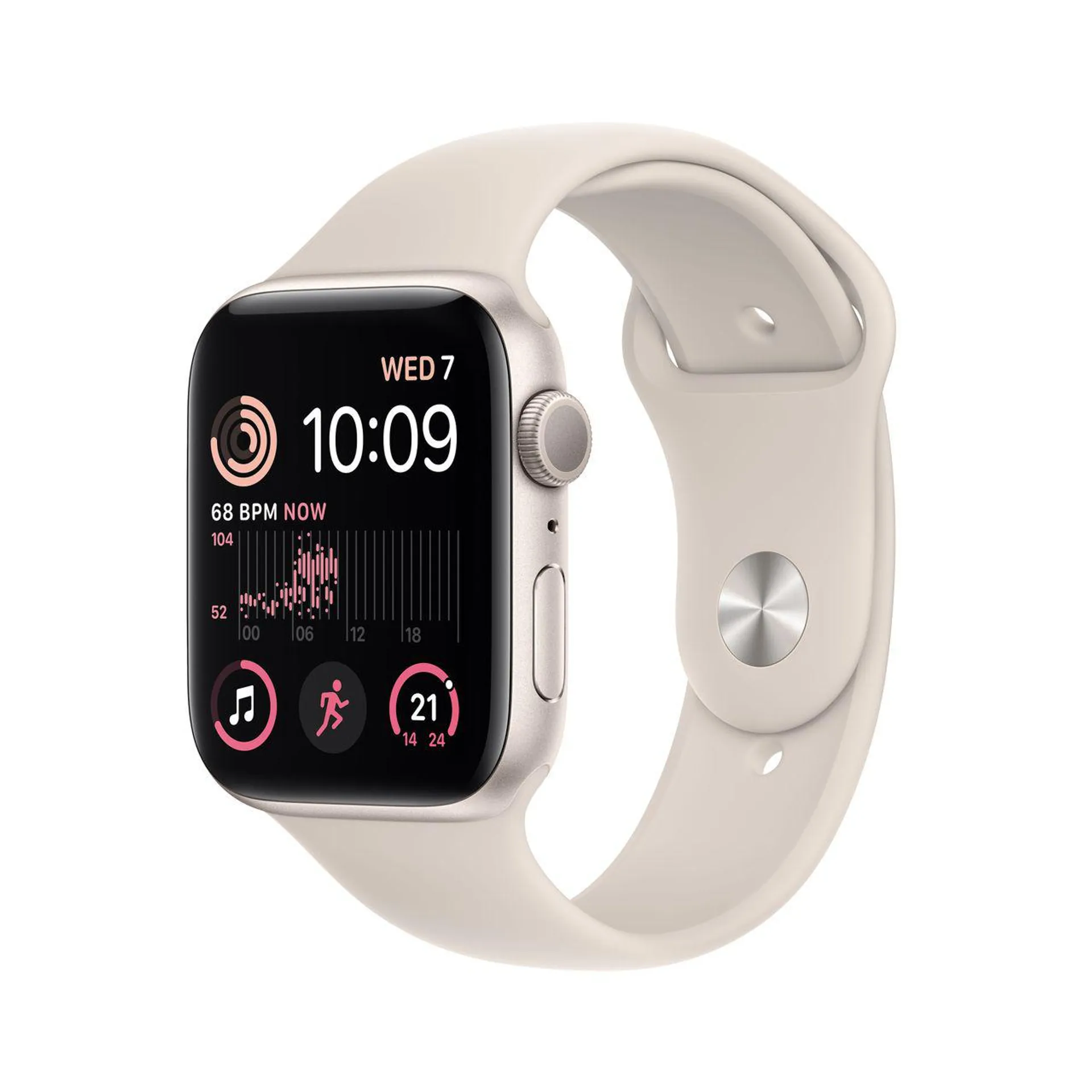 Apple Watch SE, 44mm, GPS [2022] - Starlight Aluminium Case with Starlight Sport Band - Regular