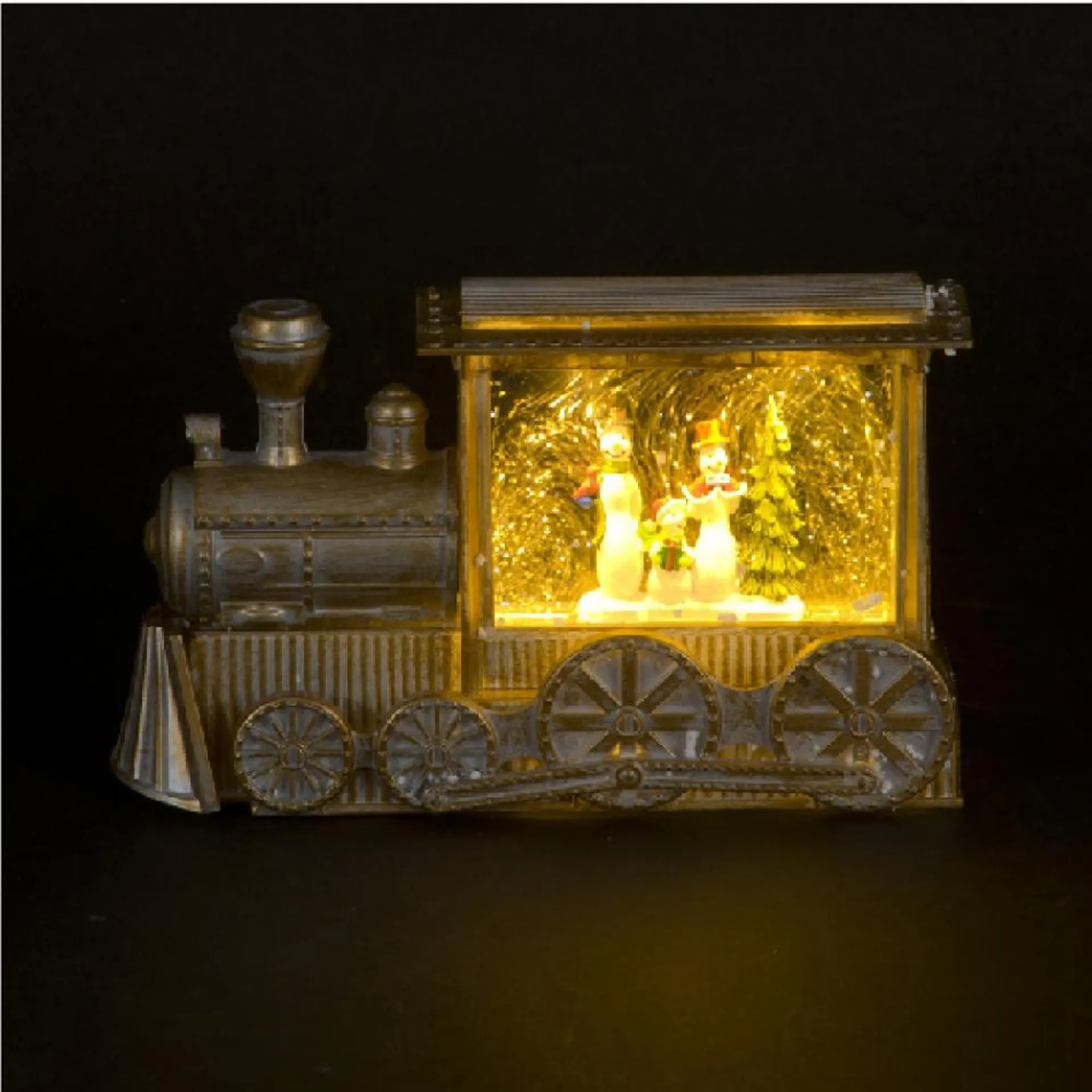 Battery Operated Light up Christmas Water Train with Snowmen