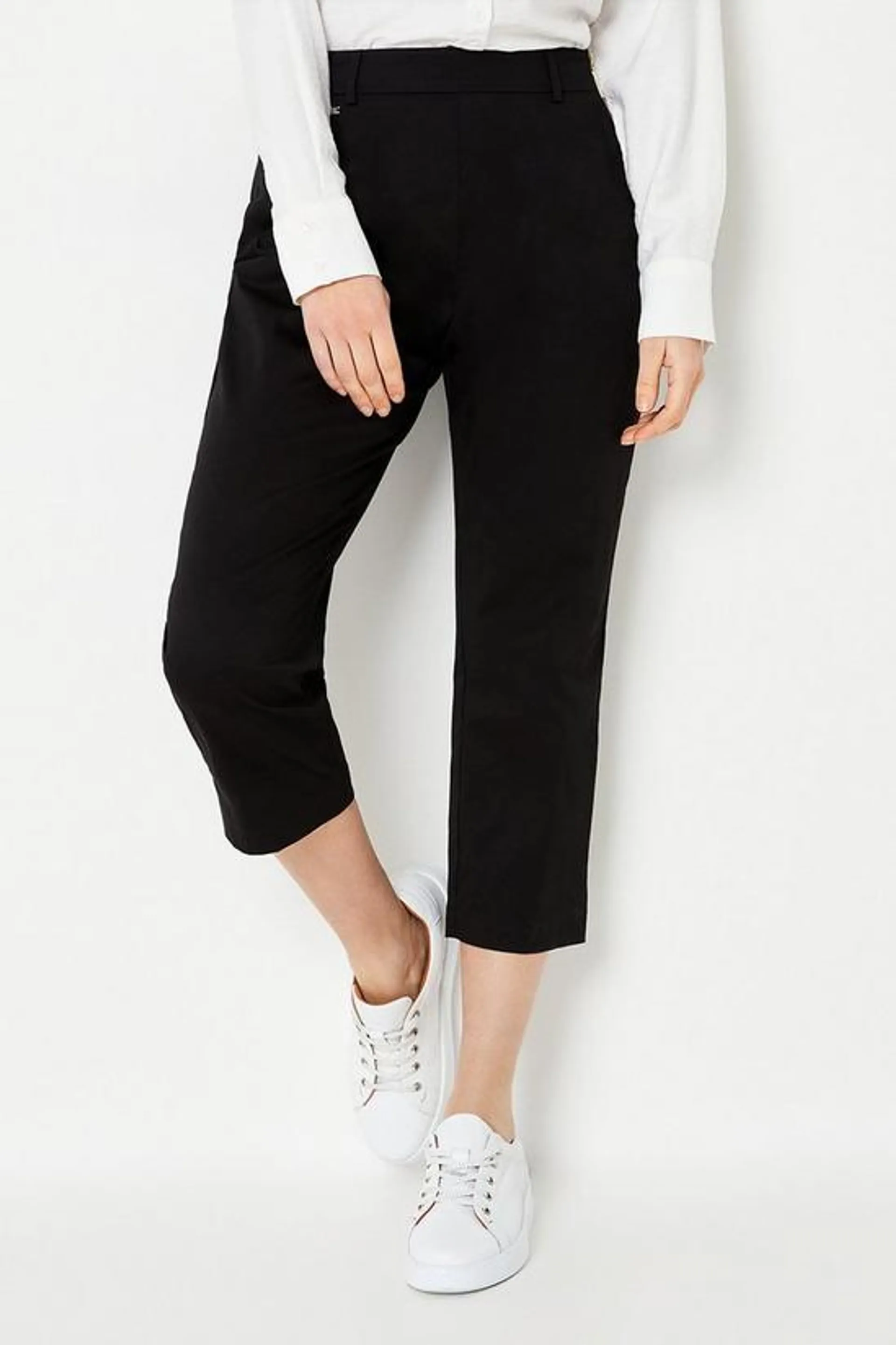 Petite Side Zip Stretch Crop Trousers