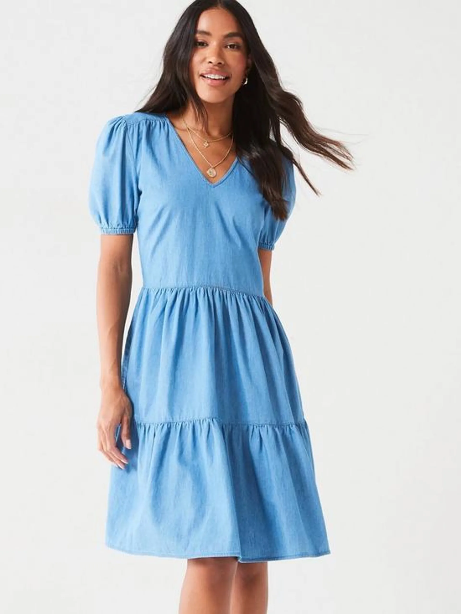 Tiered Denim Dress