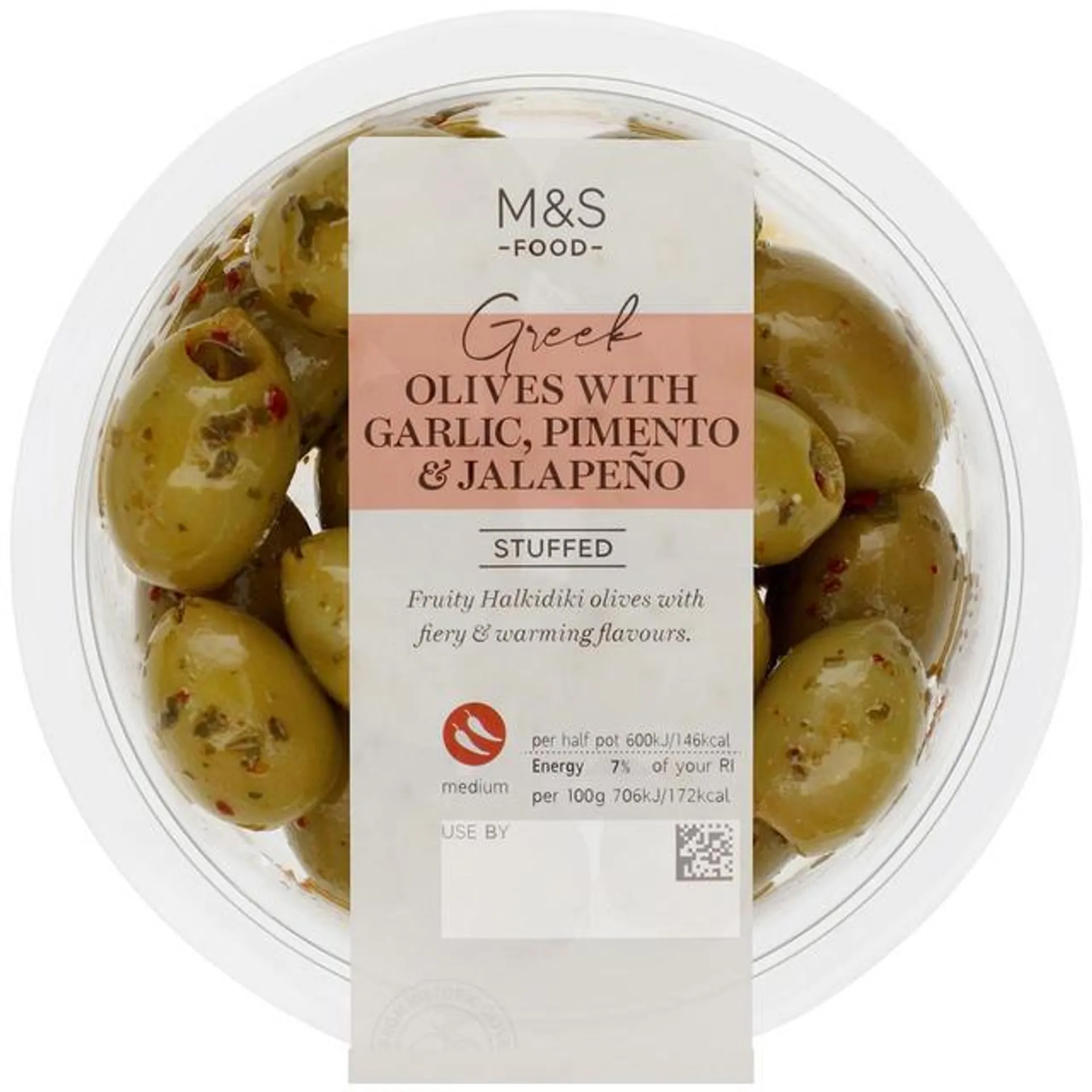 M&S Olives with Garlic, Pimento & Jalapeno