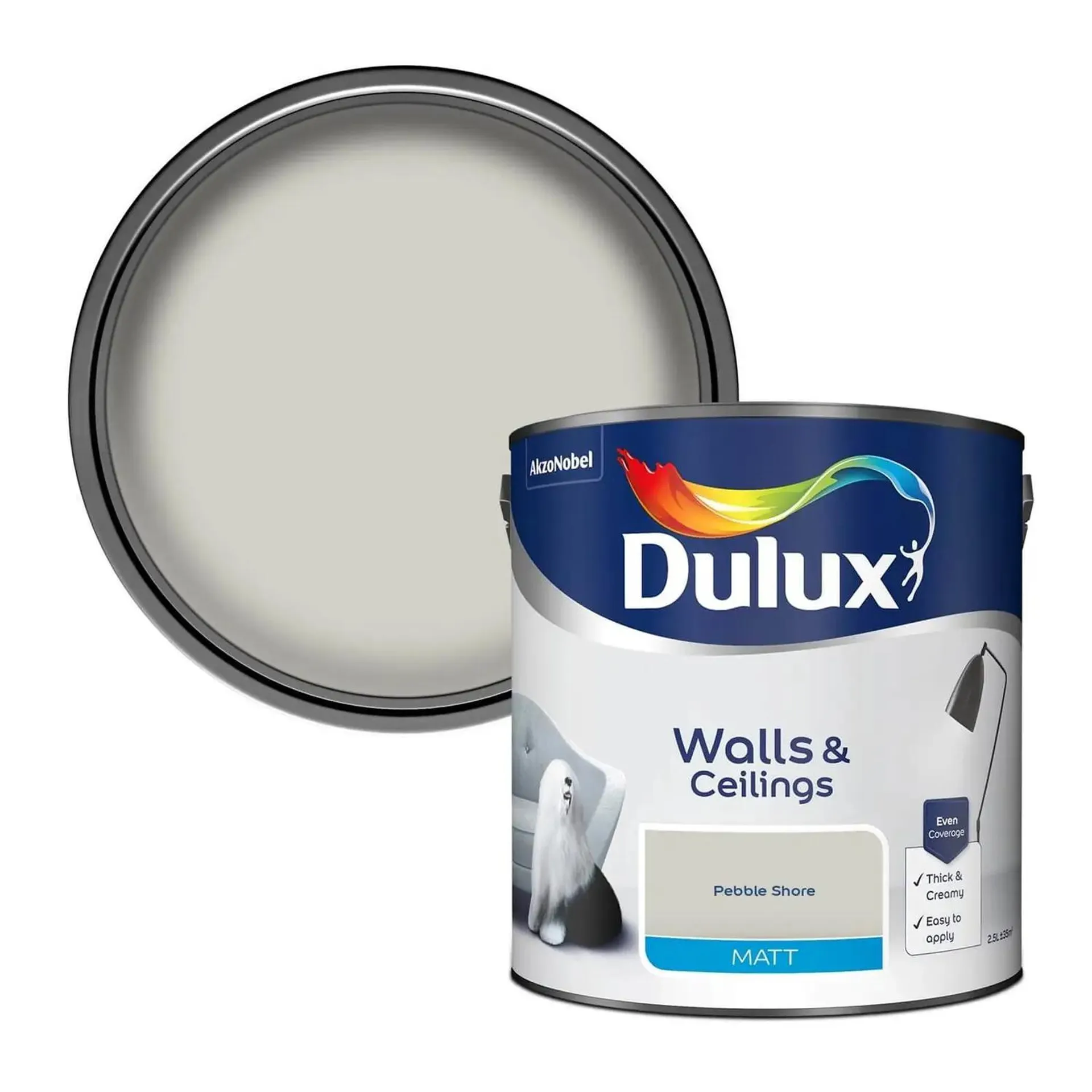 Dulux Standard Pebble Shore - Matt Emulsion Paint - 2.5L