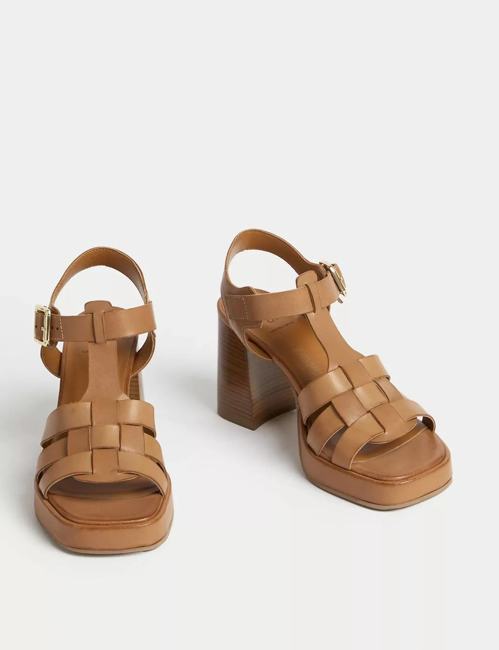 Leather Buckle Platform Sandals