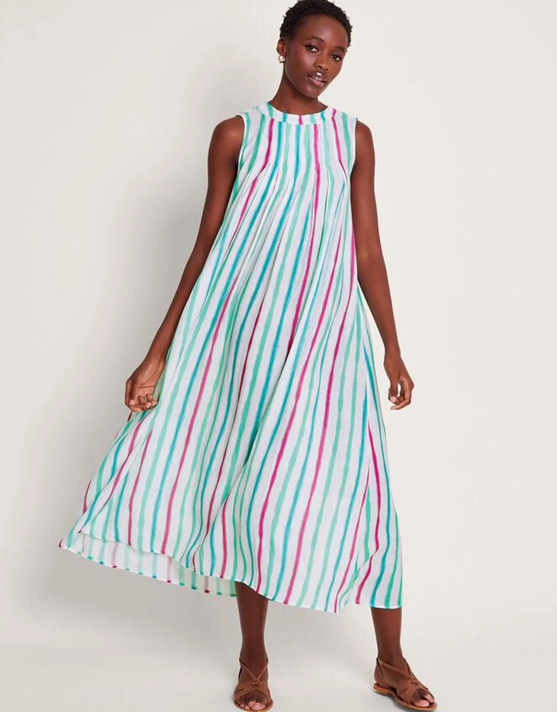 Sally Stripe Dress Ivory