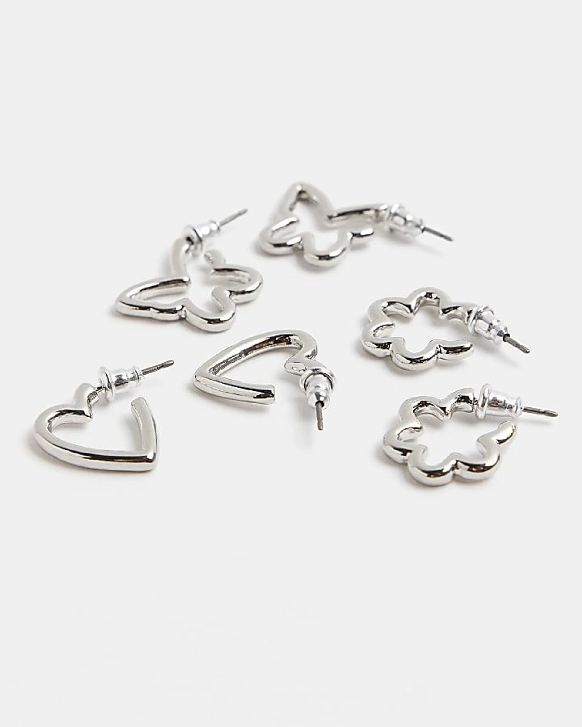 Girls silver hoop earrings multipack
