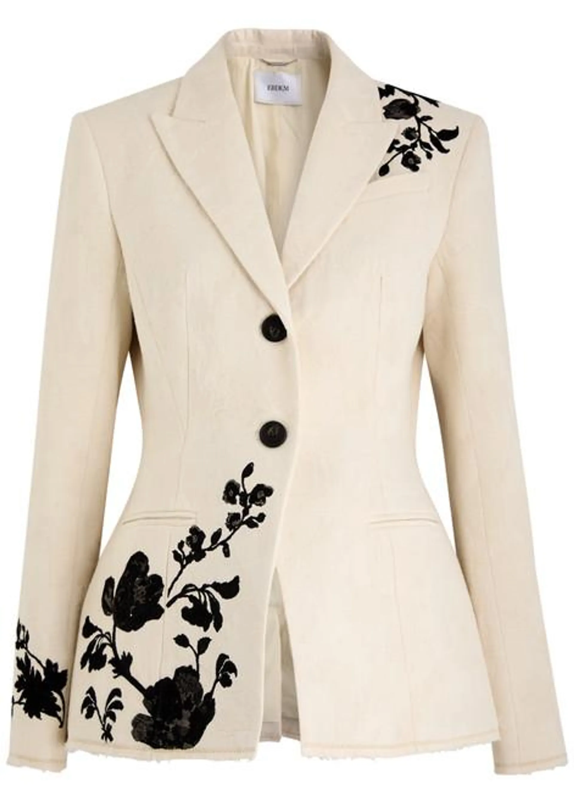 Floral-embroidered cotton-jacquard blazer