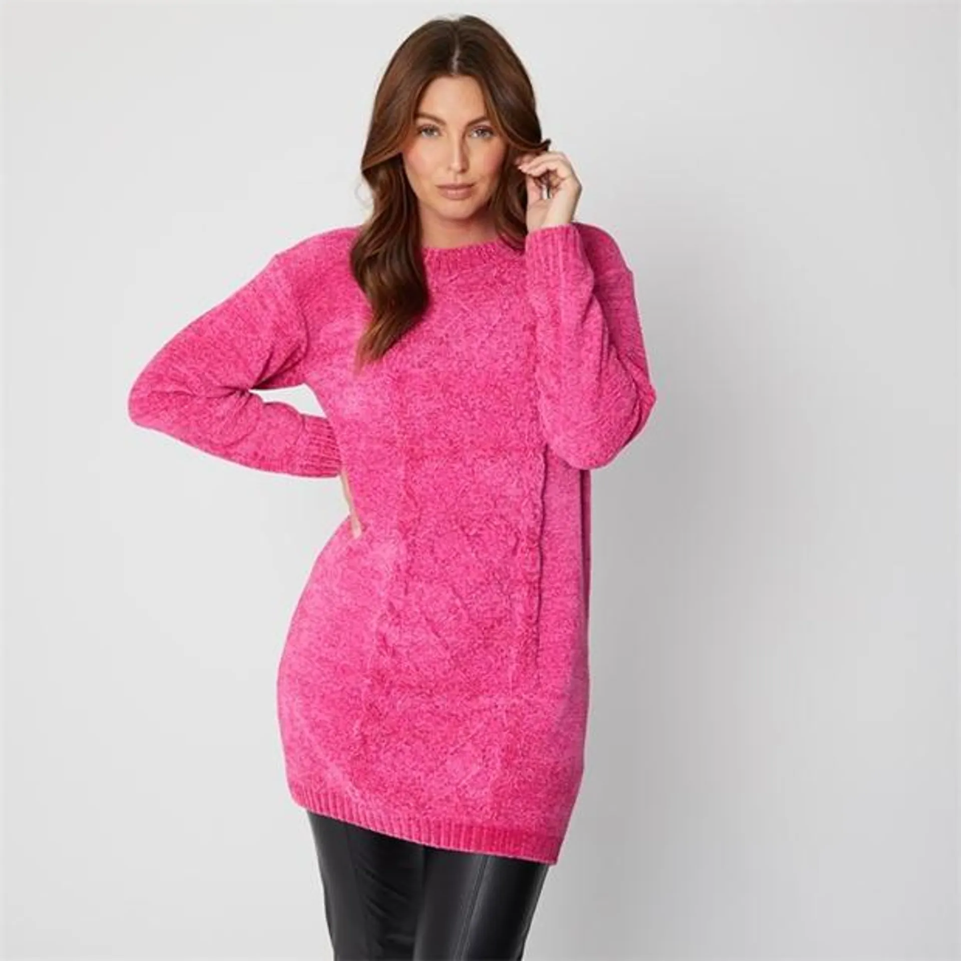 Chenille Longline Cable Jumper