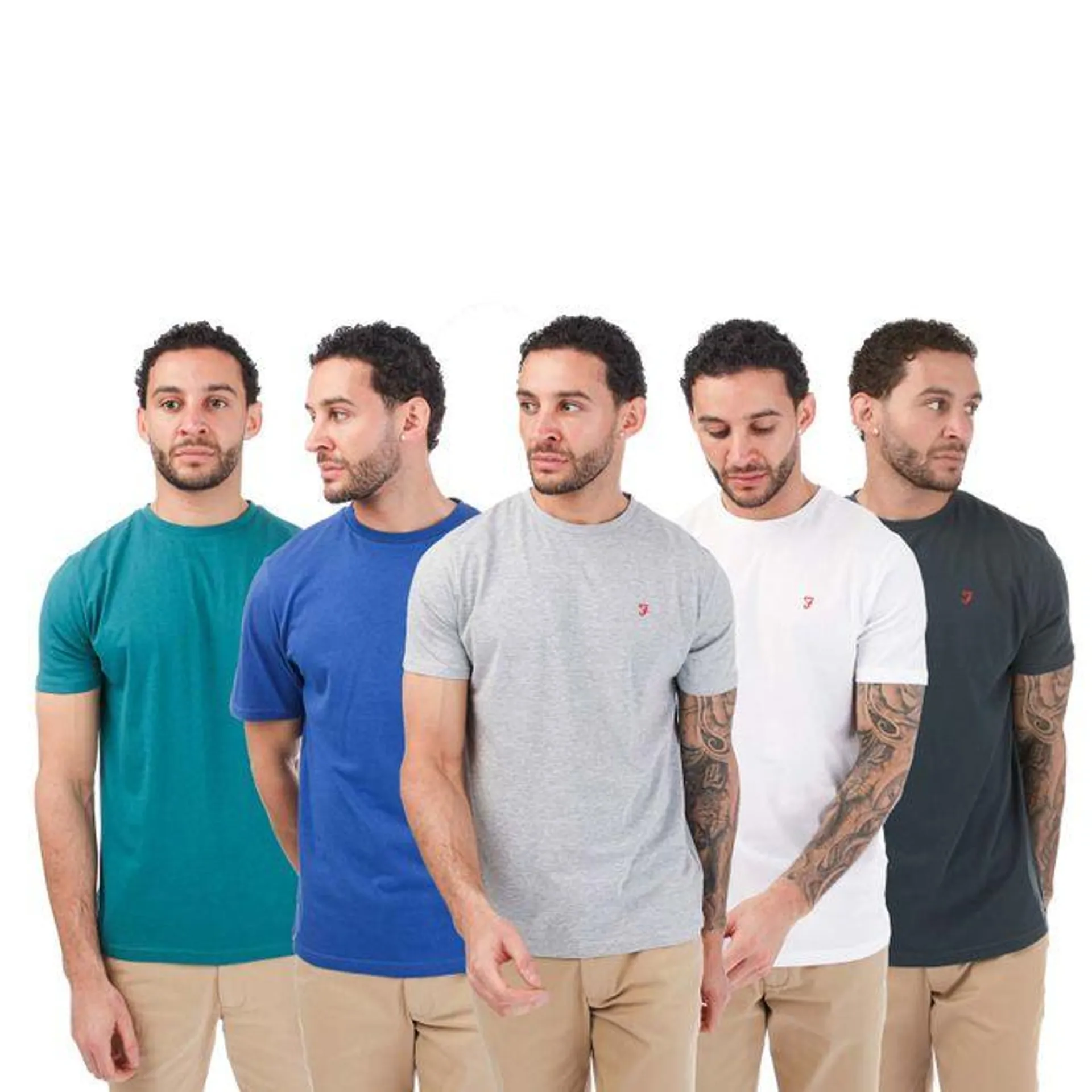 Farah Mens Relba 5 Pack T-Shirts in Multi colour