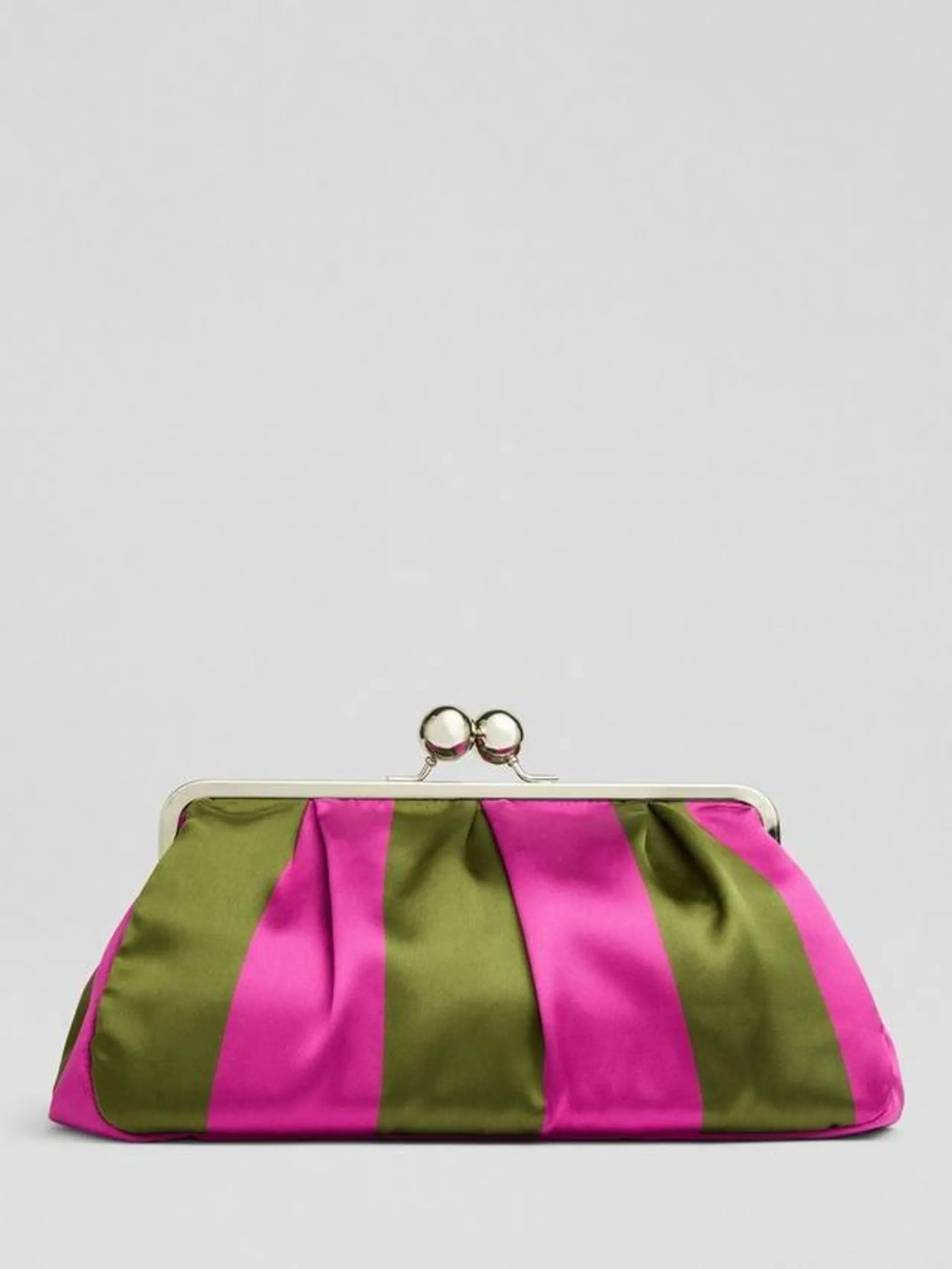 Lana Fabric Clutch Bag, Green/Pink