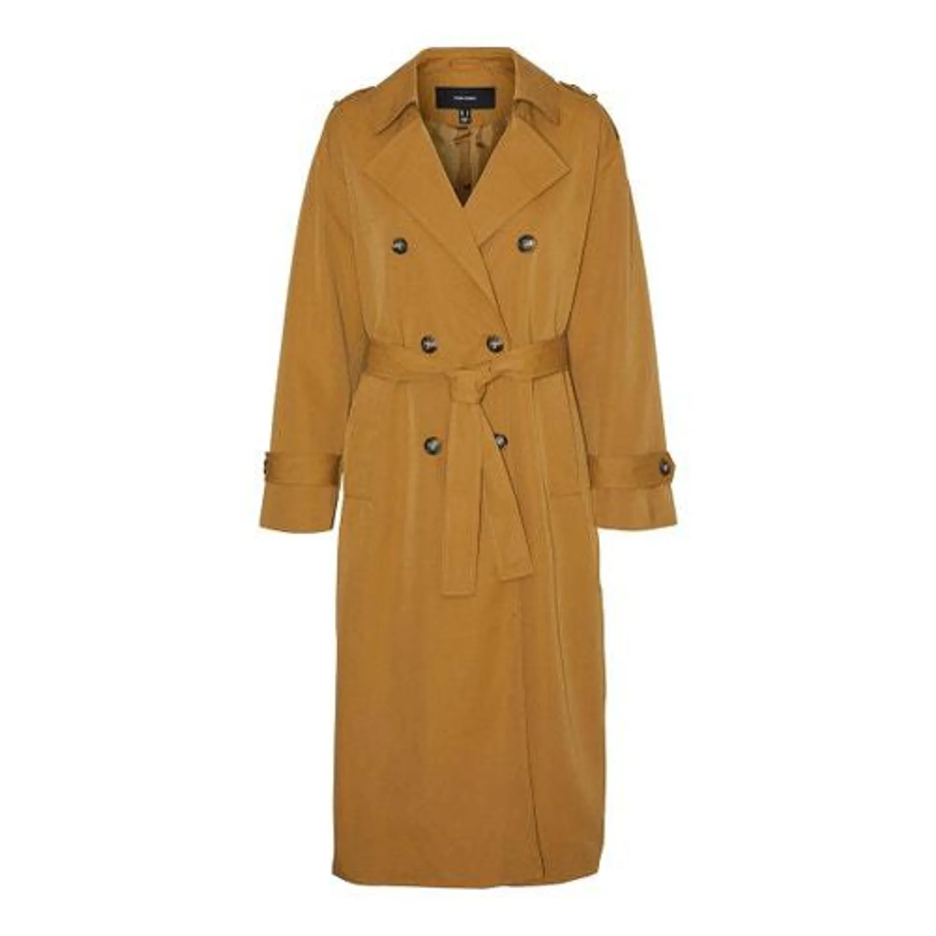 Long Trench Coat with Tie-Waist