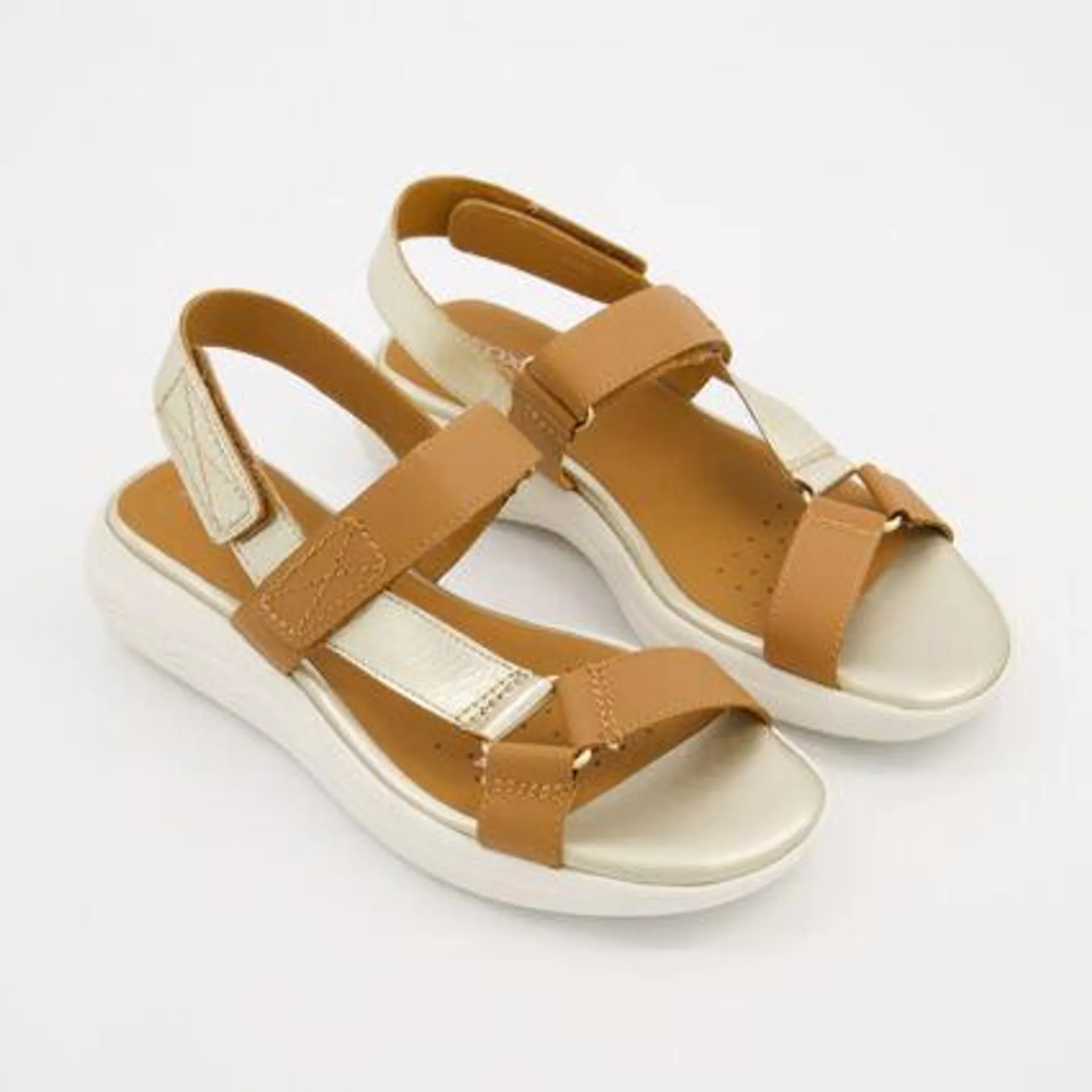 Brown Leather D Spherica Flat Sandals