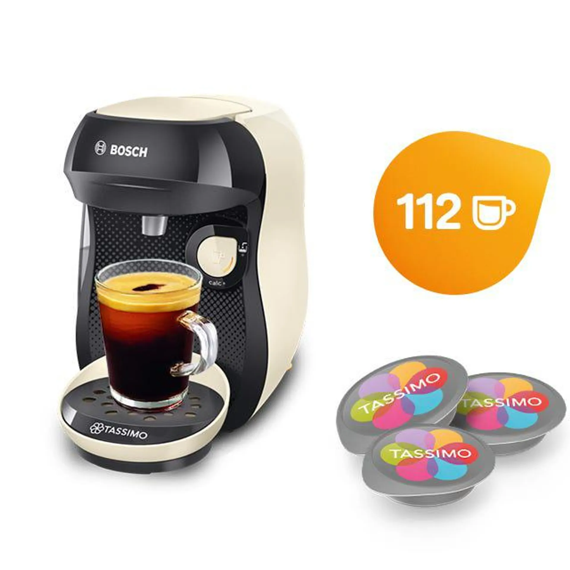 Happy Cream And Black Coffee Machine & Coffee Capsule Selection