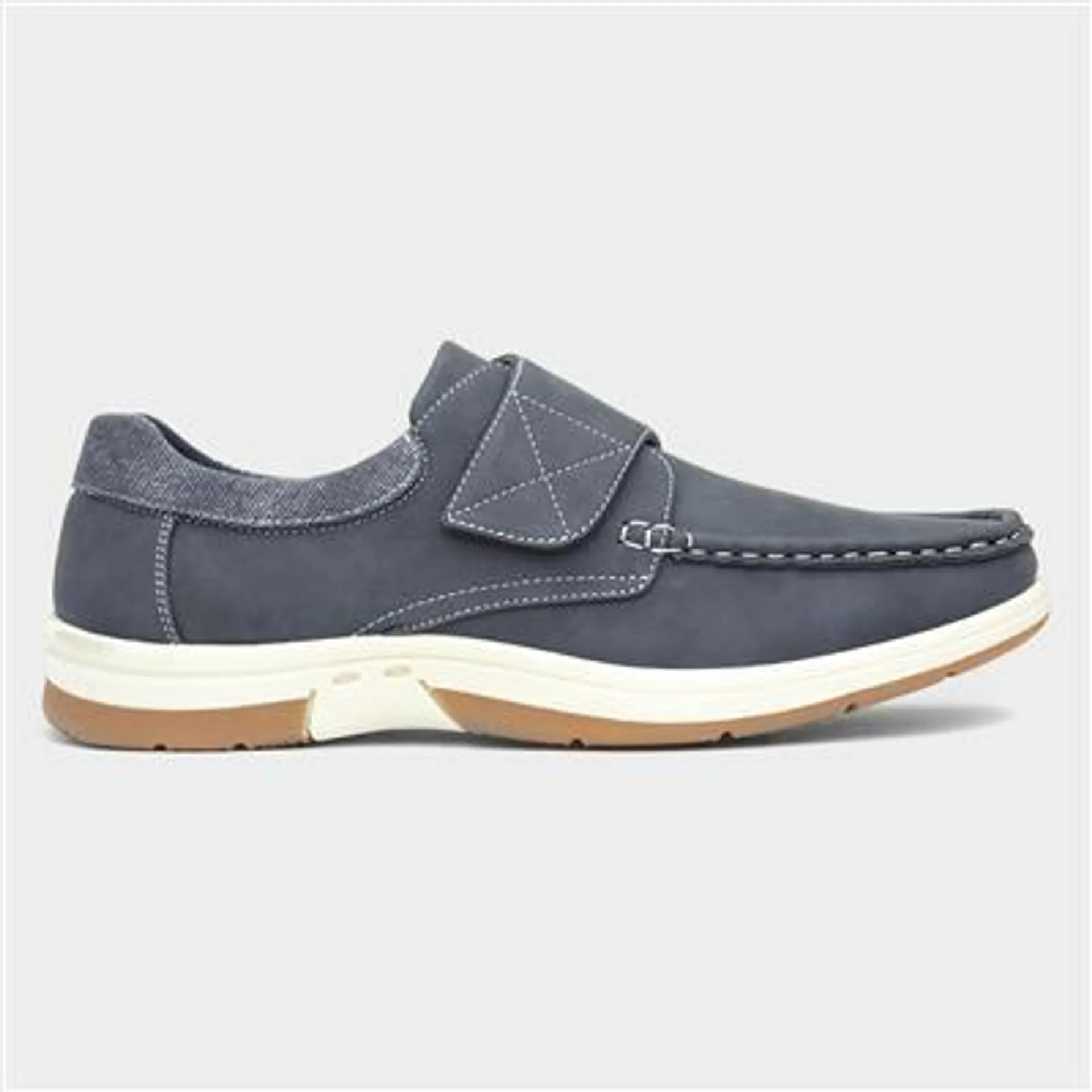 Elton Mens Blue Easy Fasten Casual Shoe