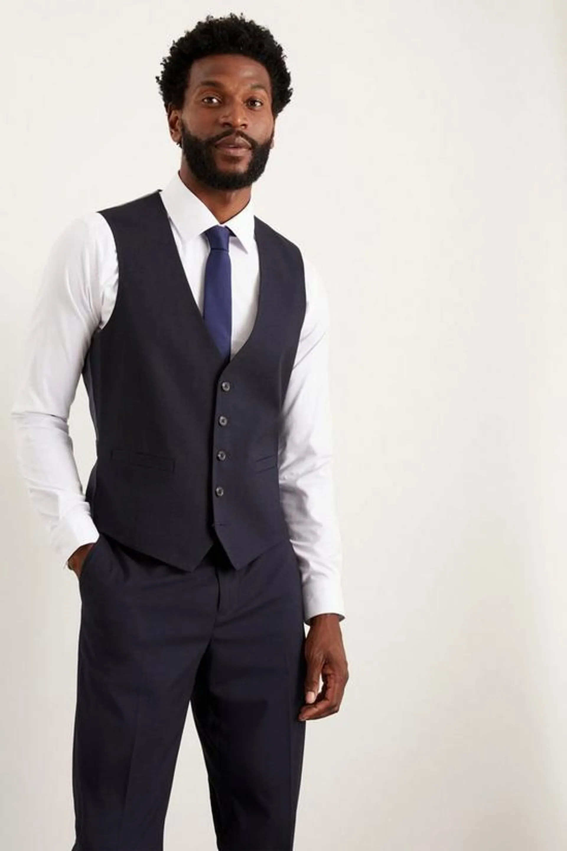 Tailored Fit Navy Essential Waistcoat