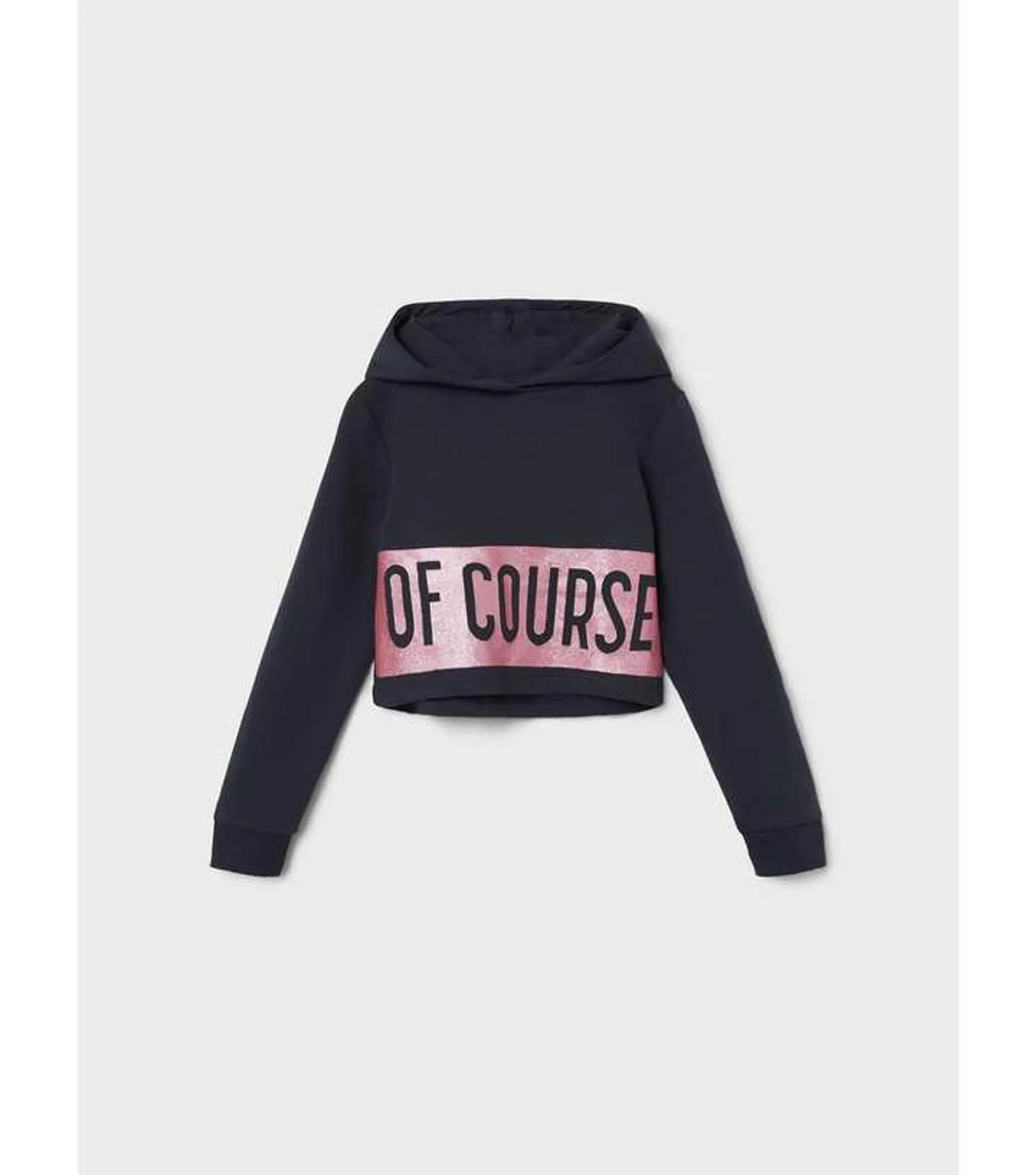 Name It Navy Of Course Logo Cropped Hoodie