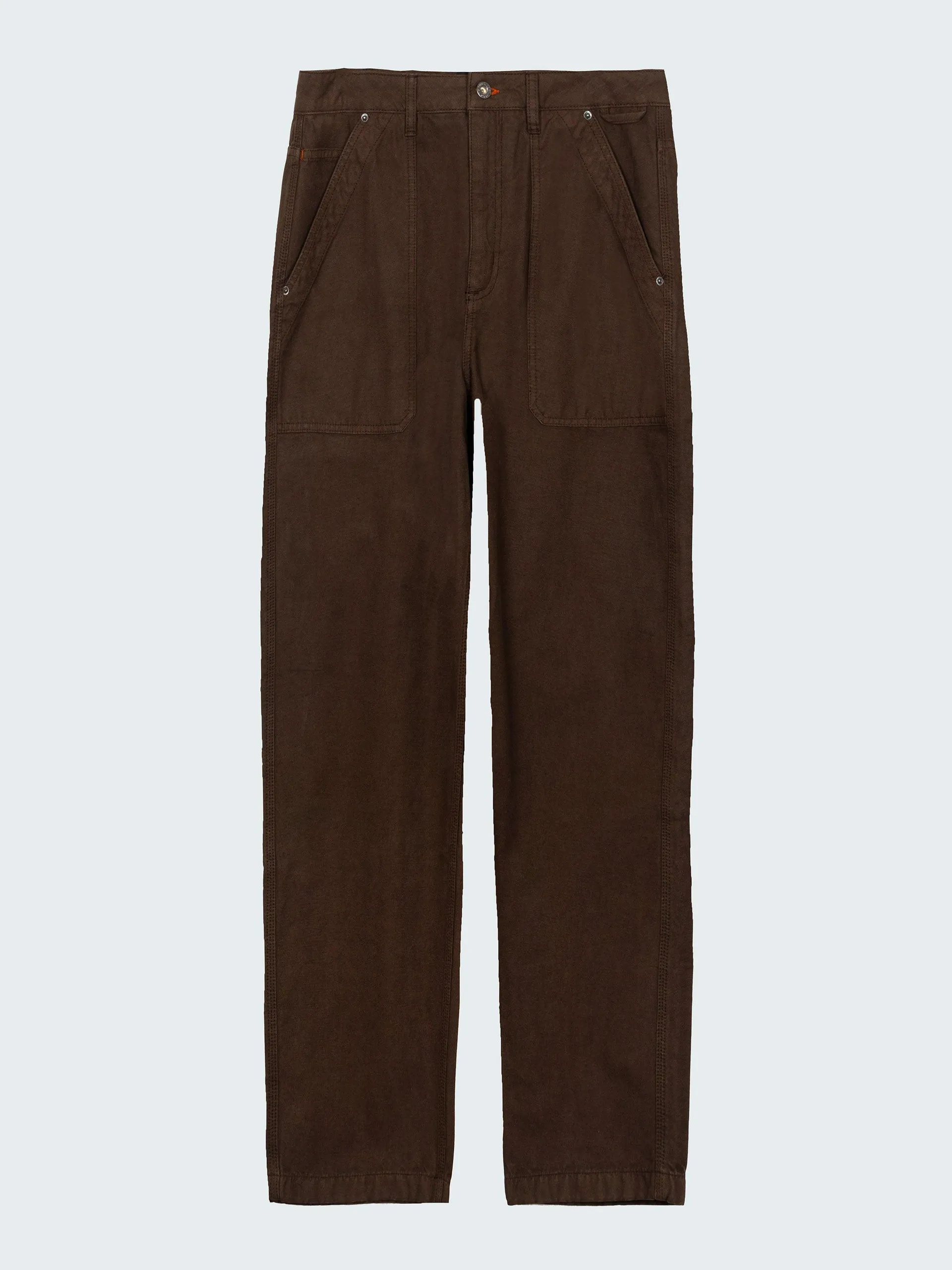 Heavyweight organic cotton workwear trouser in seal brown
