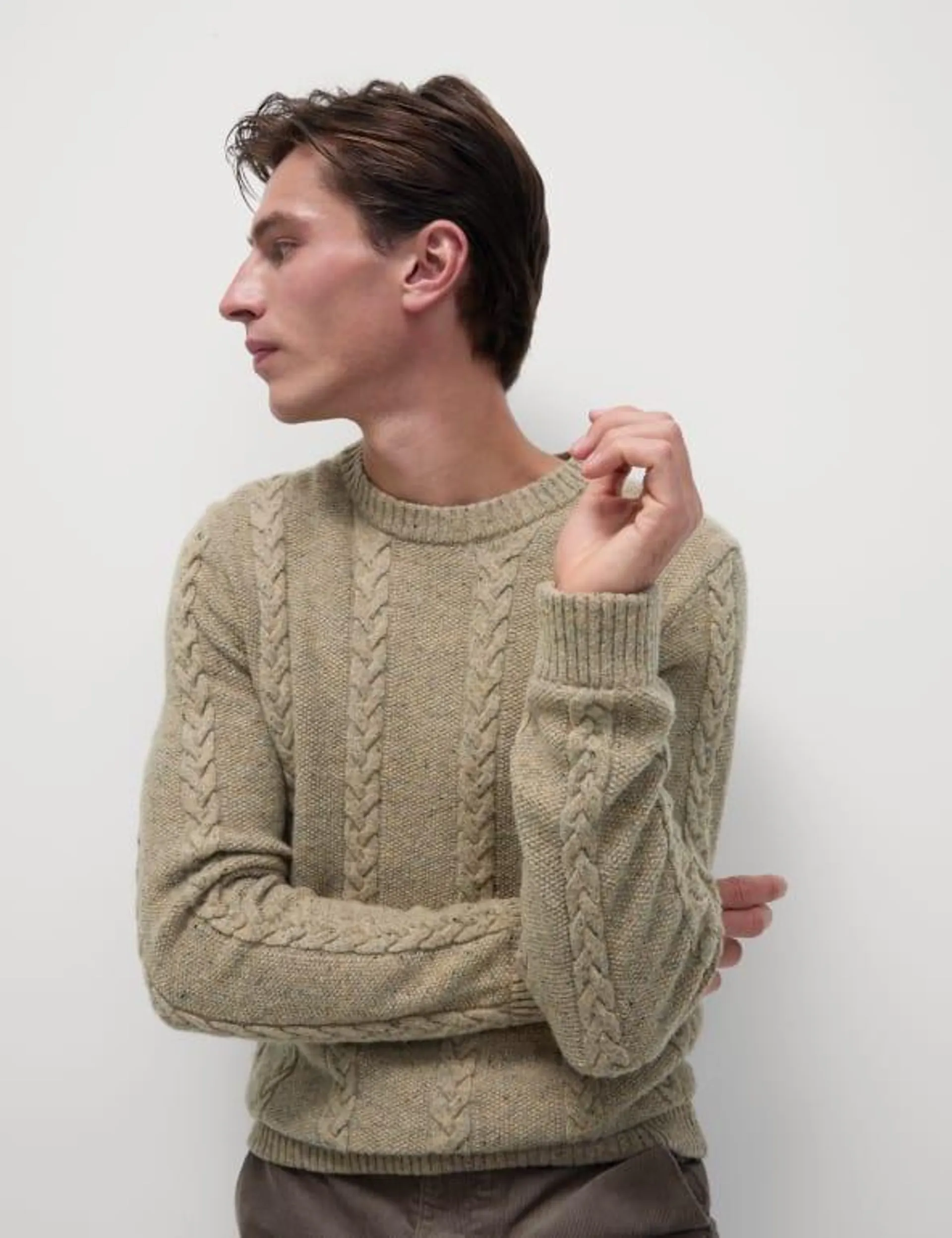 Lambswool Blend Cable Crew Neck Jumper