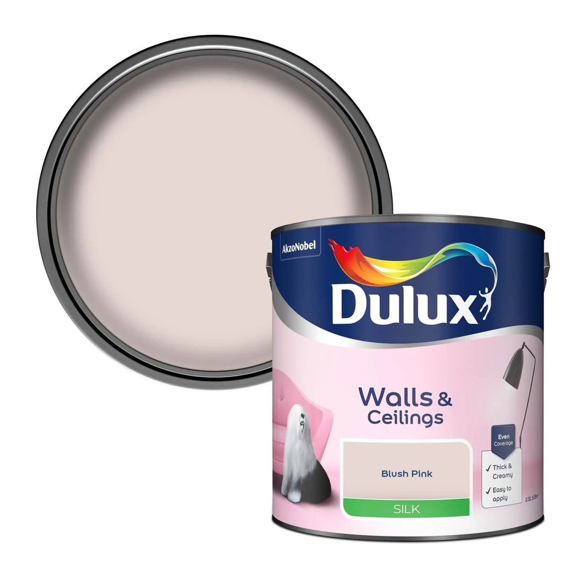 Dulux Silk Emulsion Paint Blush Pink - 2.5L