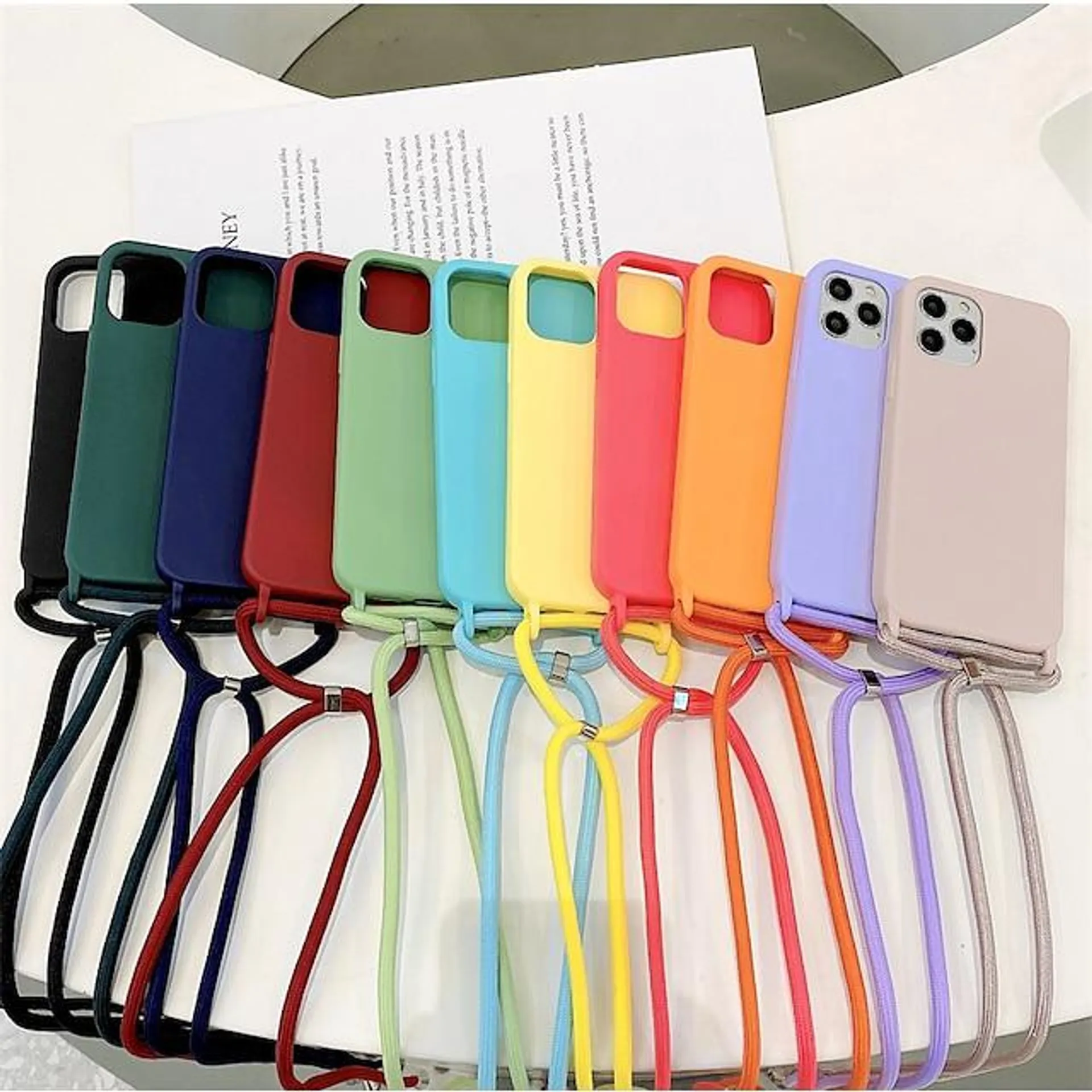 Chain Necklace Silicone Phone Case For iPhone 14 13 Pro Max 12 11 SE 2022 X XR XS Max 8 7 Shockproof Dustproof Back Cover