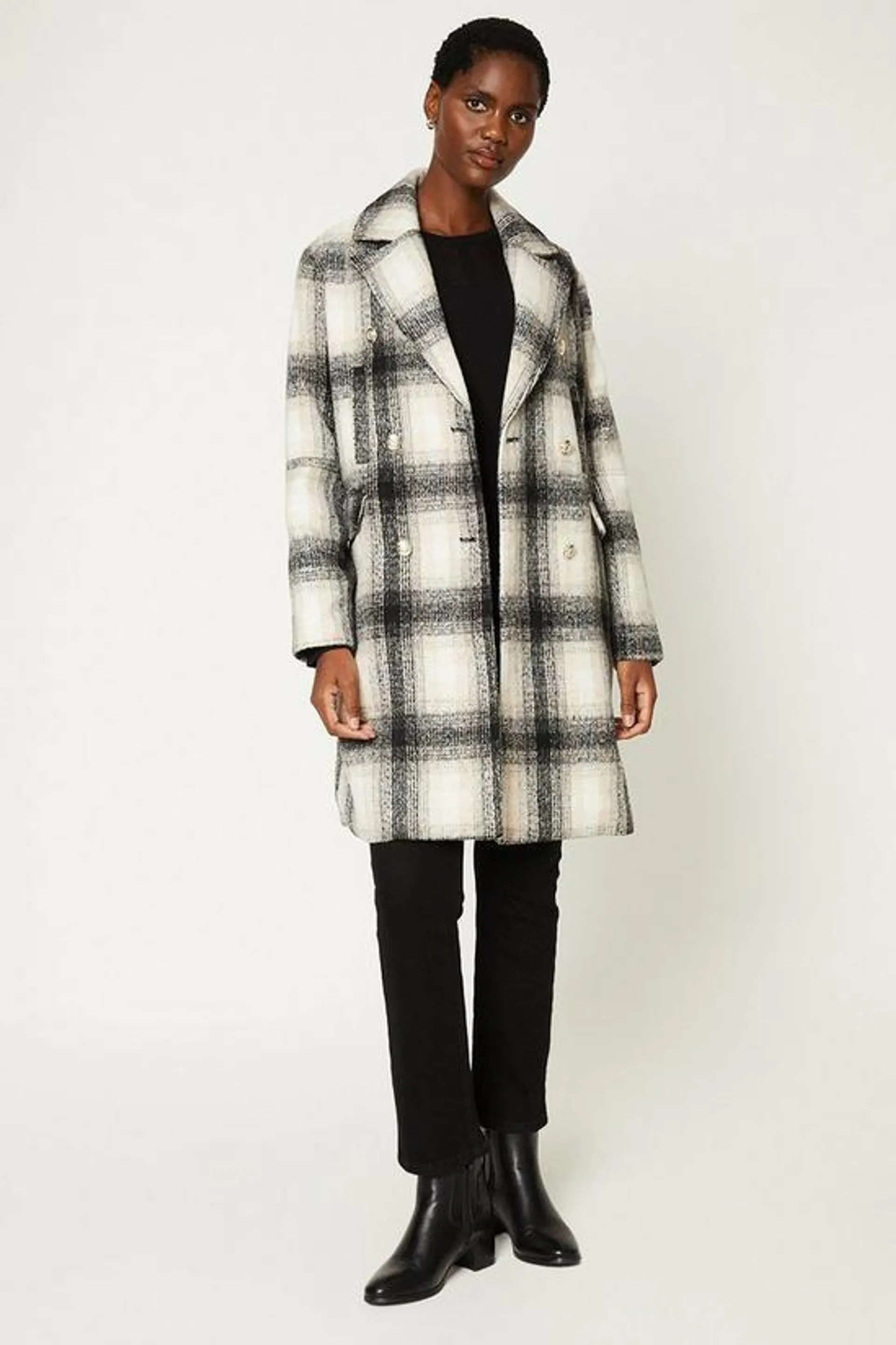 Double Breasted Check Coat