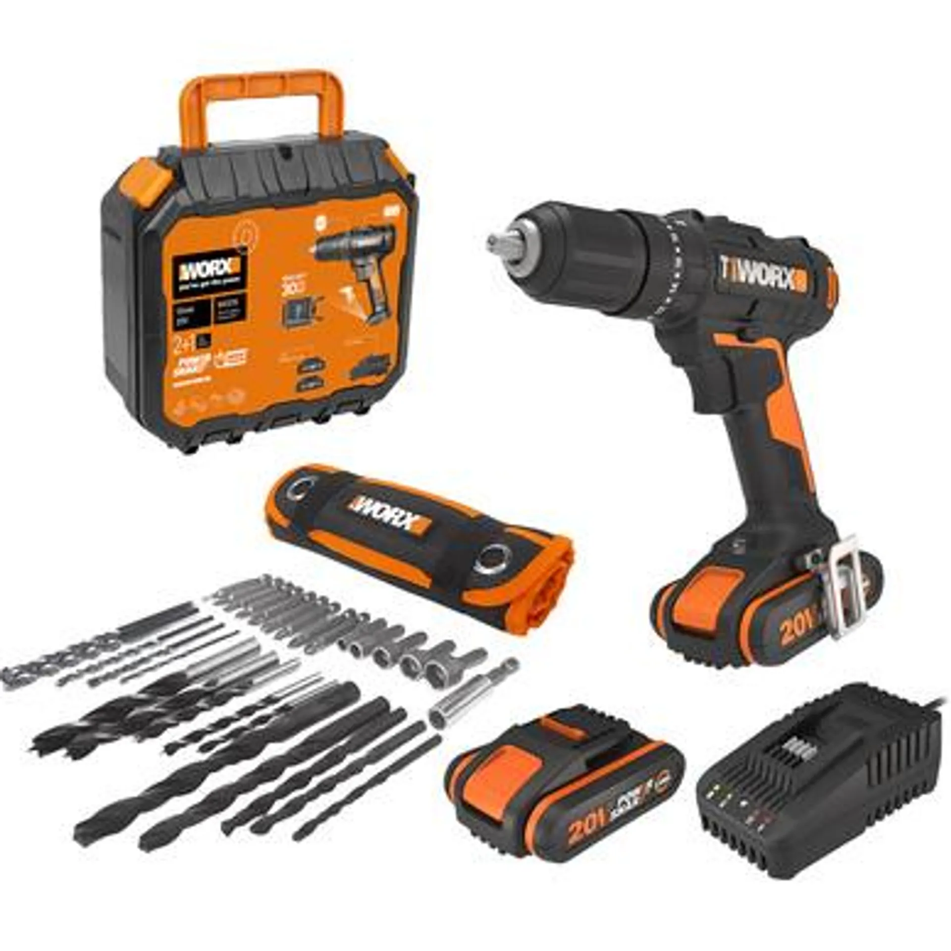 Worx 20V Brushed Combi Drill 2 x 2.0Ah