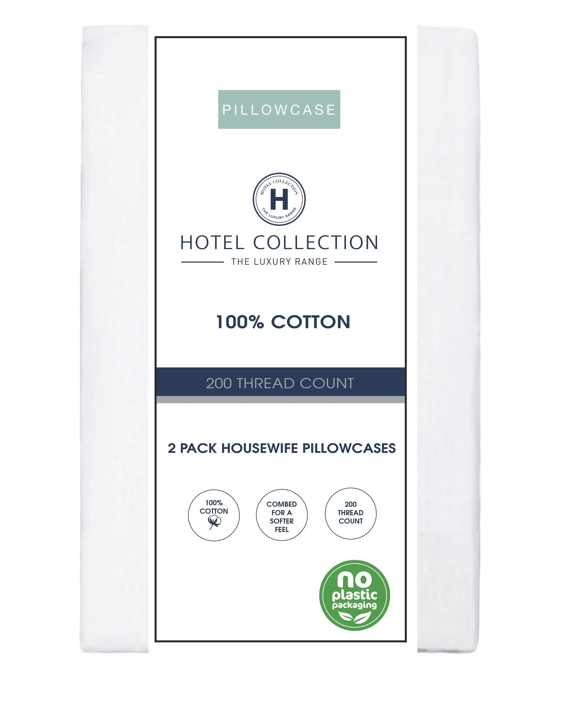 Hotel Collection 100% Cotton Housewife Pillow Case - White - 2pk