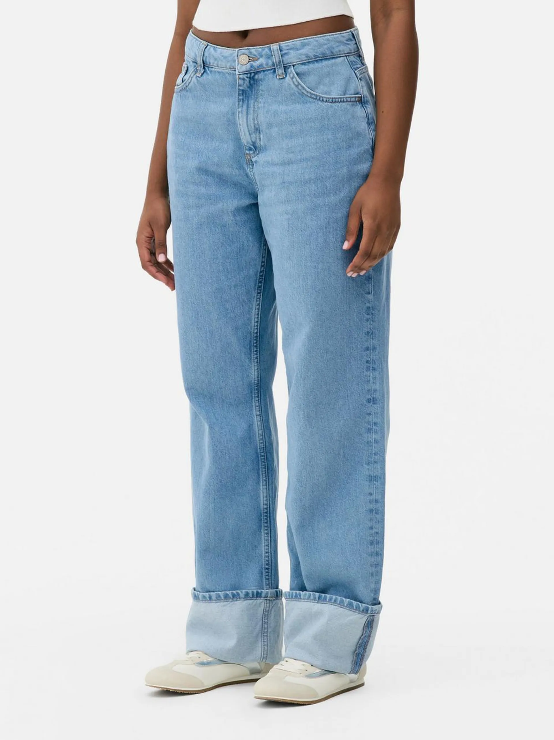 Turn-Up Straight-Leg Jeans