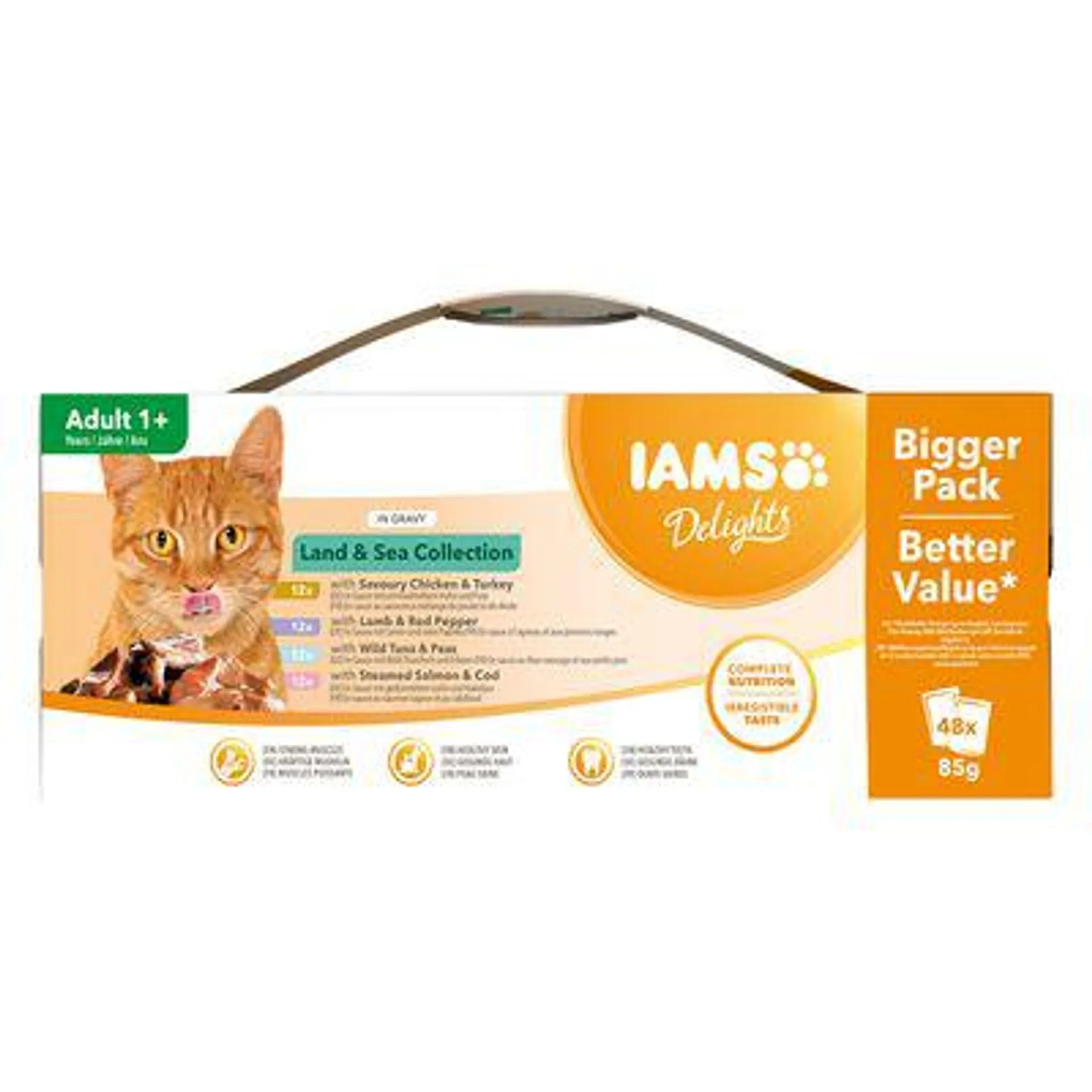 48 x 85g IAMS Delights Wet Cat Food - 36 + 12 Free! *
