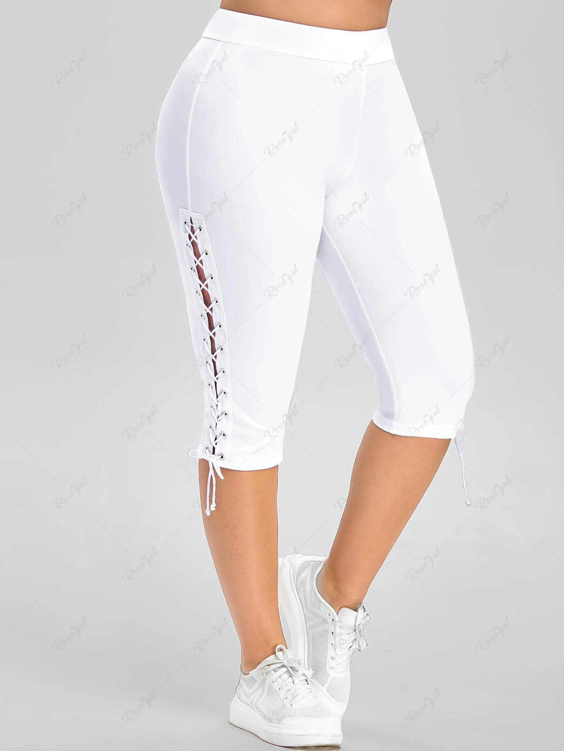 Plus Size High Waisted Lace Up Capri Pants - 2x | Us 18-20