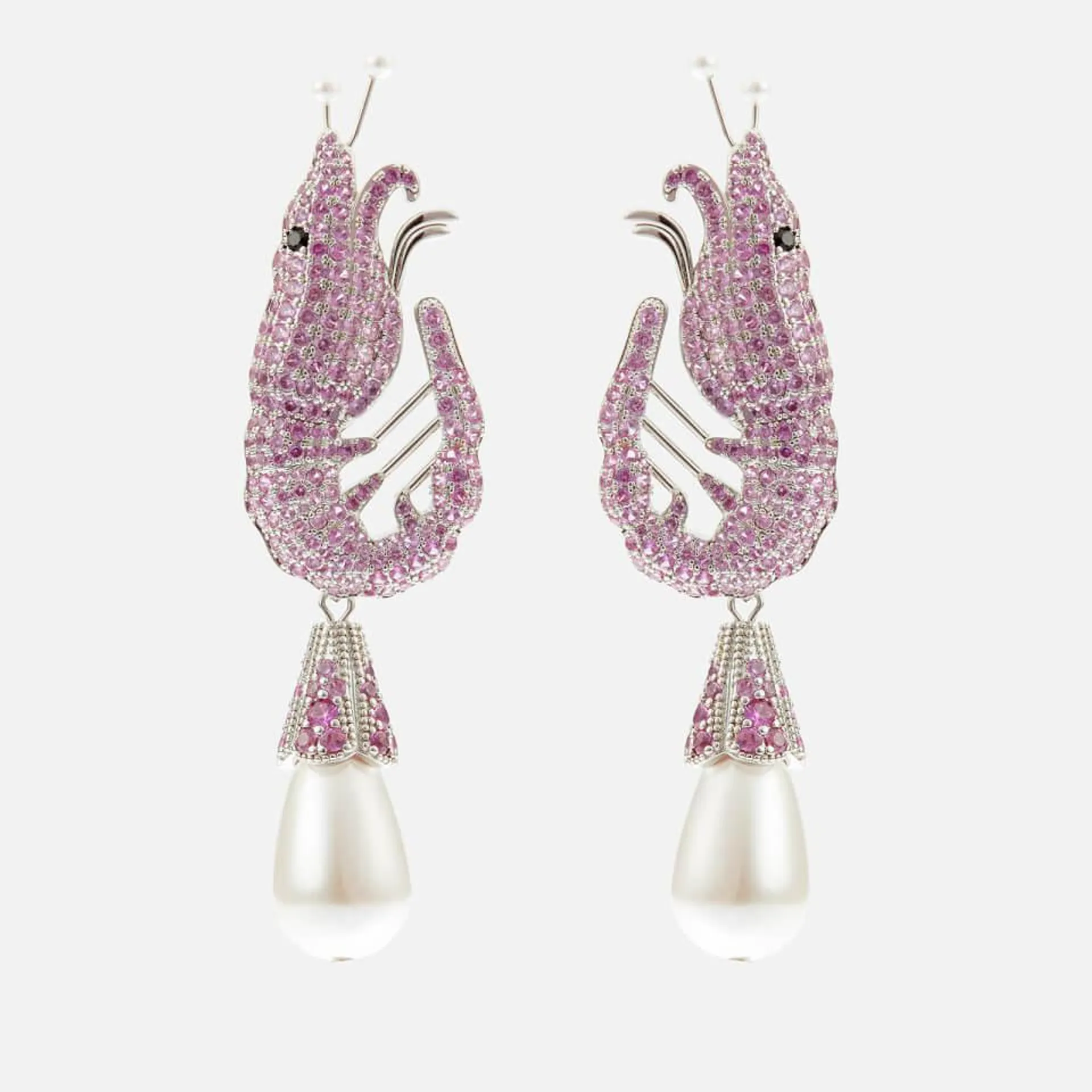 Shrimps Silver-Tone and Crystal Earrings