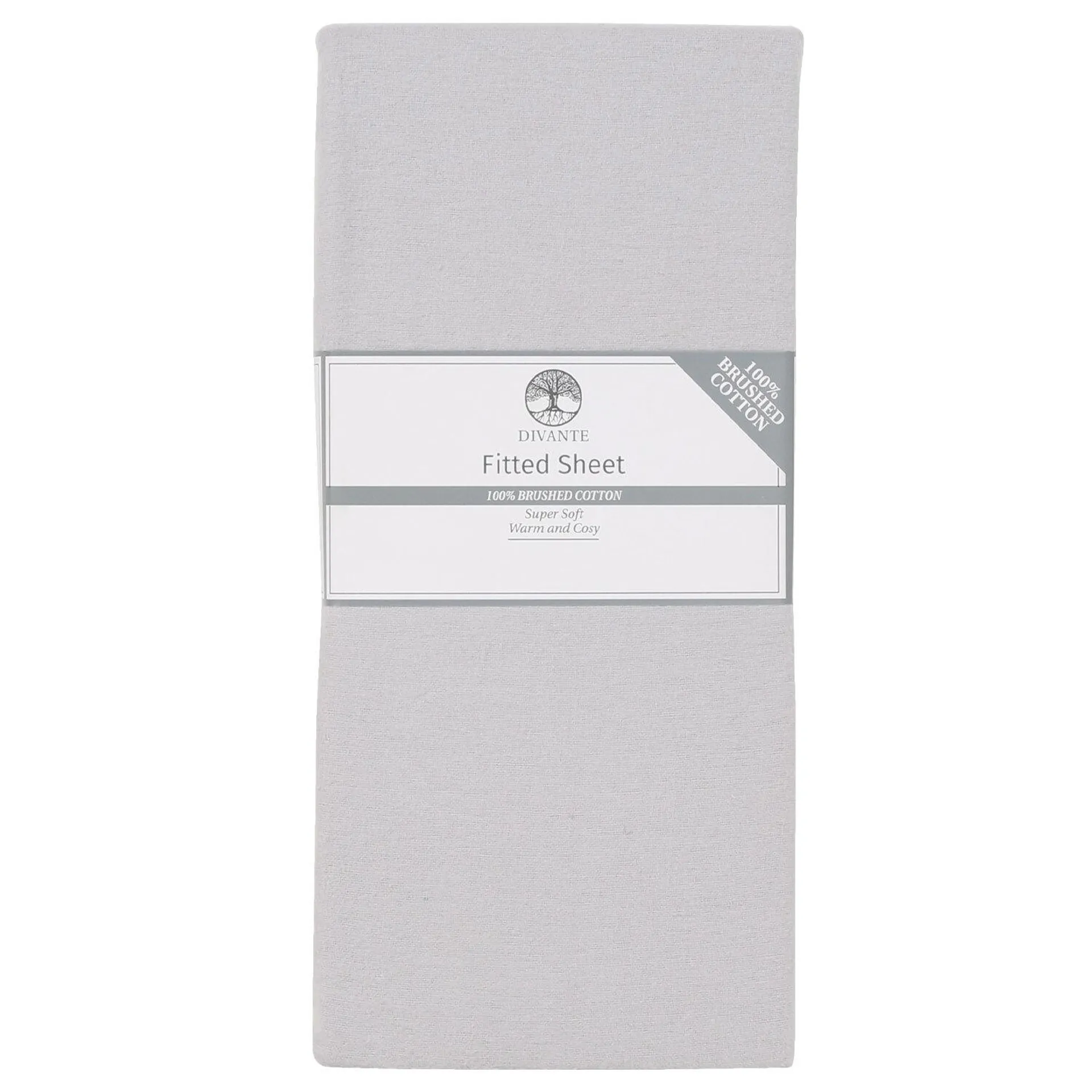 Brushed Cotton Fitted Sheet - Silver / Superking