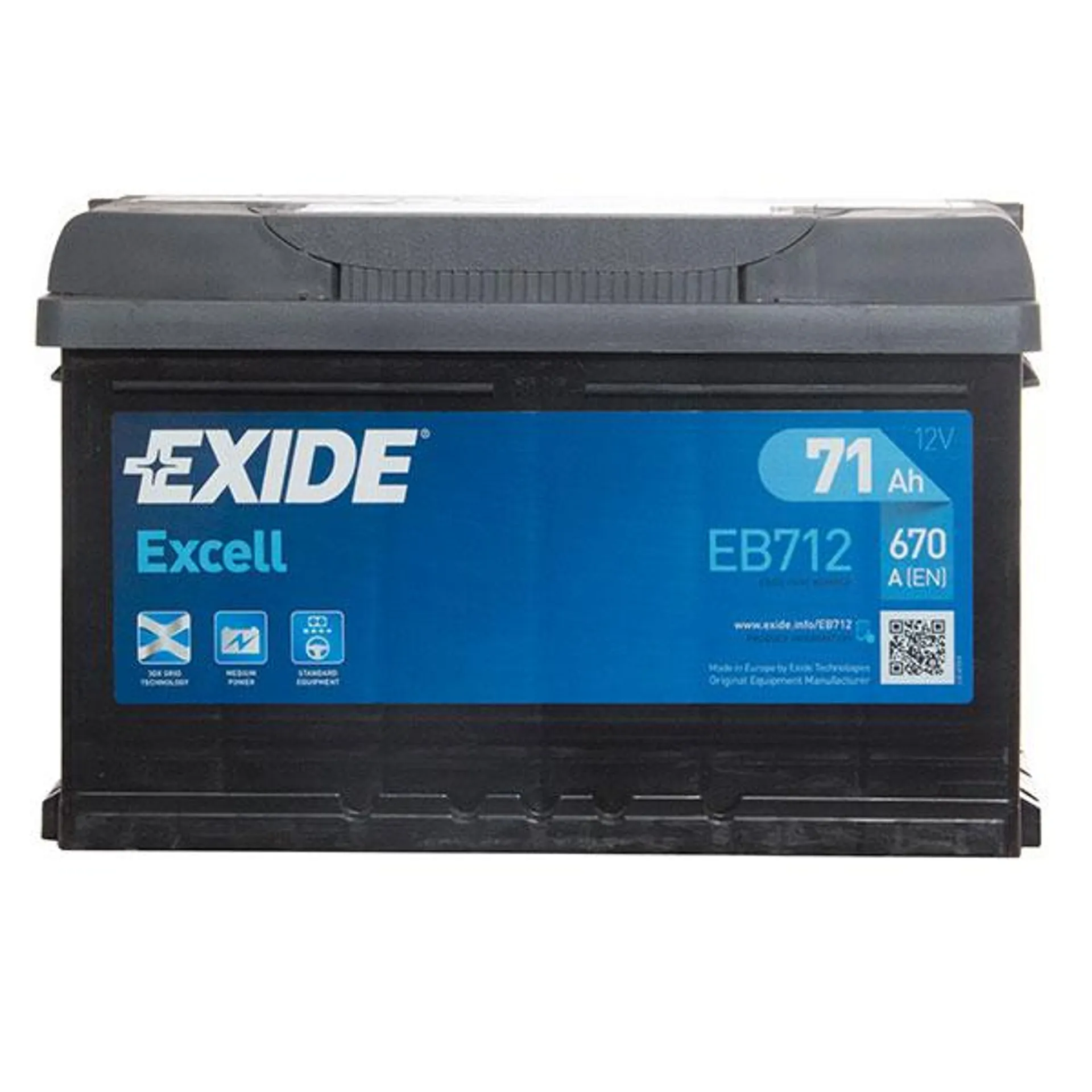 Exide Excel Car Battery 100 (71Ah) - 3 Year Guarantee - W096SE